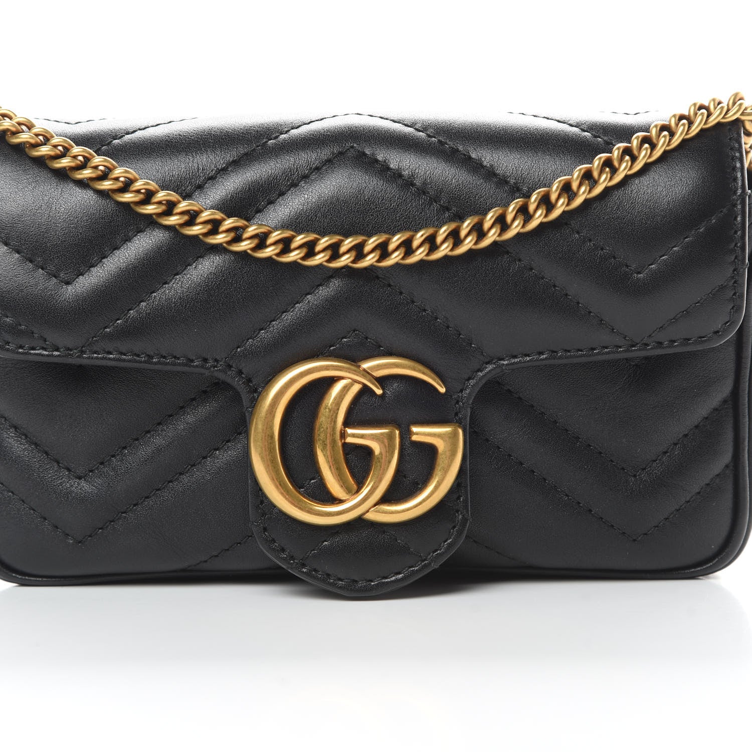 Gucci Calfskin Matelasse Super Mini GG Marmont Shoulder Bag Black 8 of 12