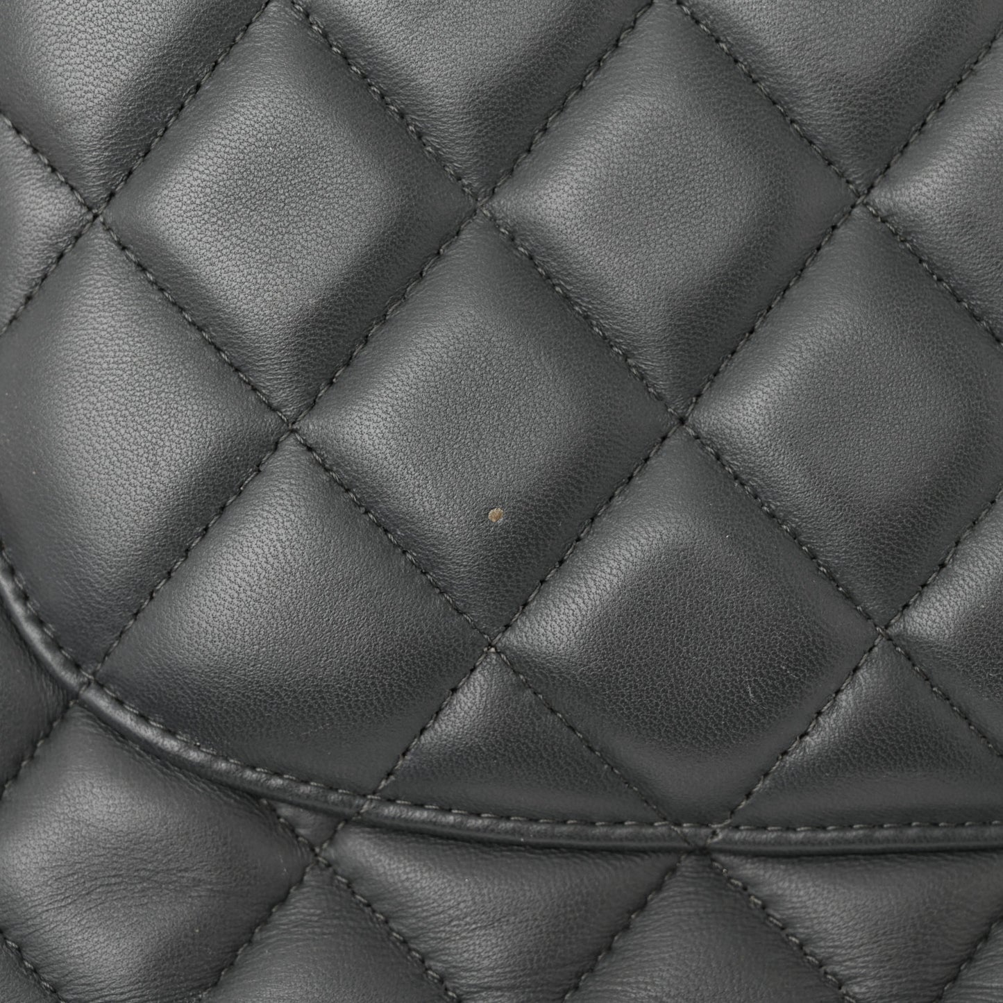 Lambskin Quilted Jumbo Double Flap Dark Grey