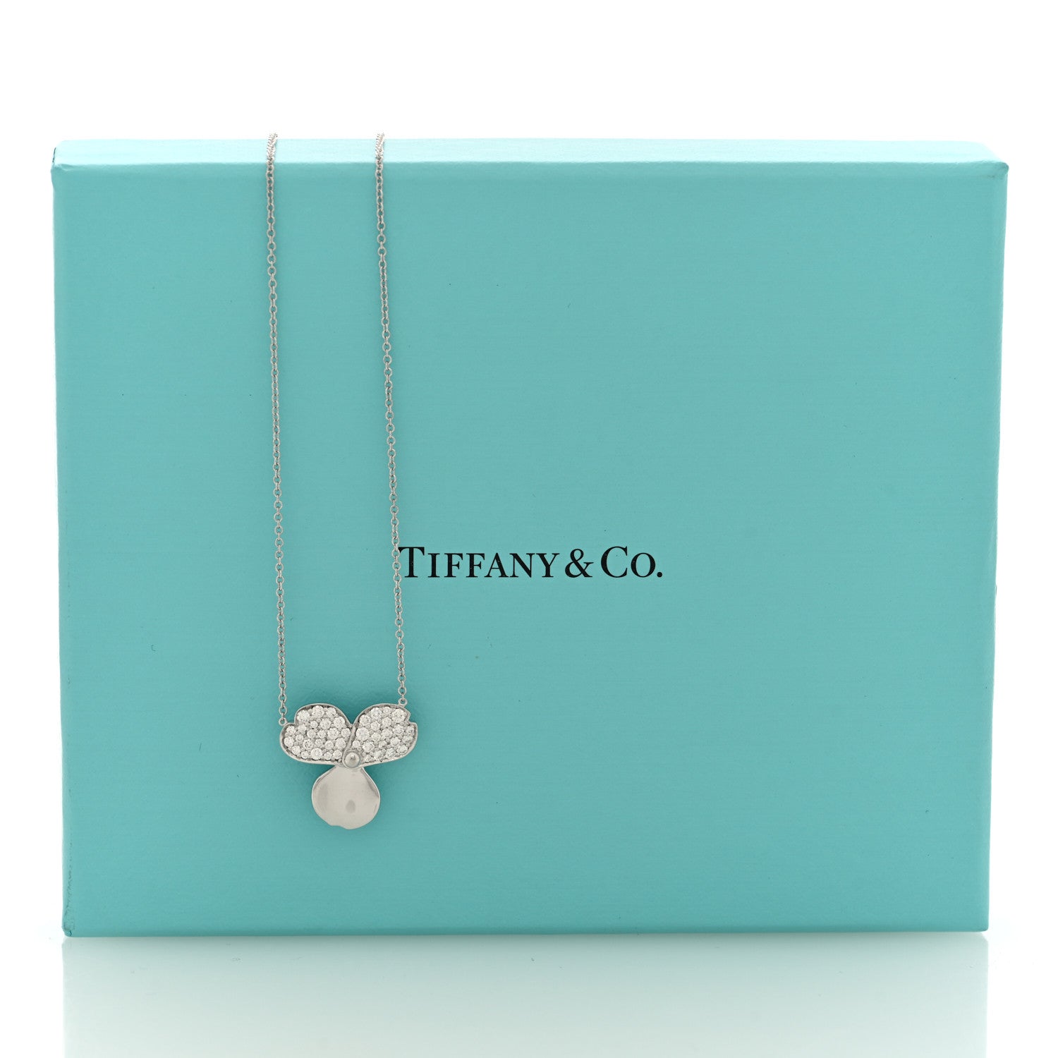 Tiffany Platinum Diamond Paper Flowers Pendant Necklace 9 of 10