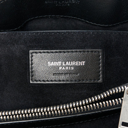 Saint Laurent Metallic Calfskin Y Quilted Monogram Small Loulou Chain Satchel Acciaio 6 of 10