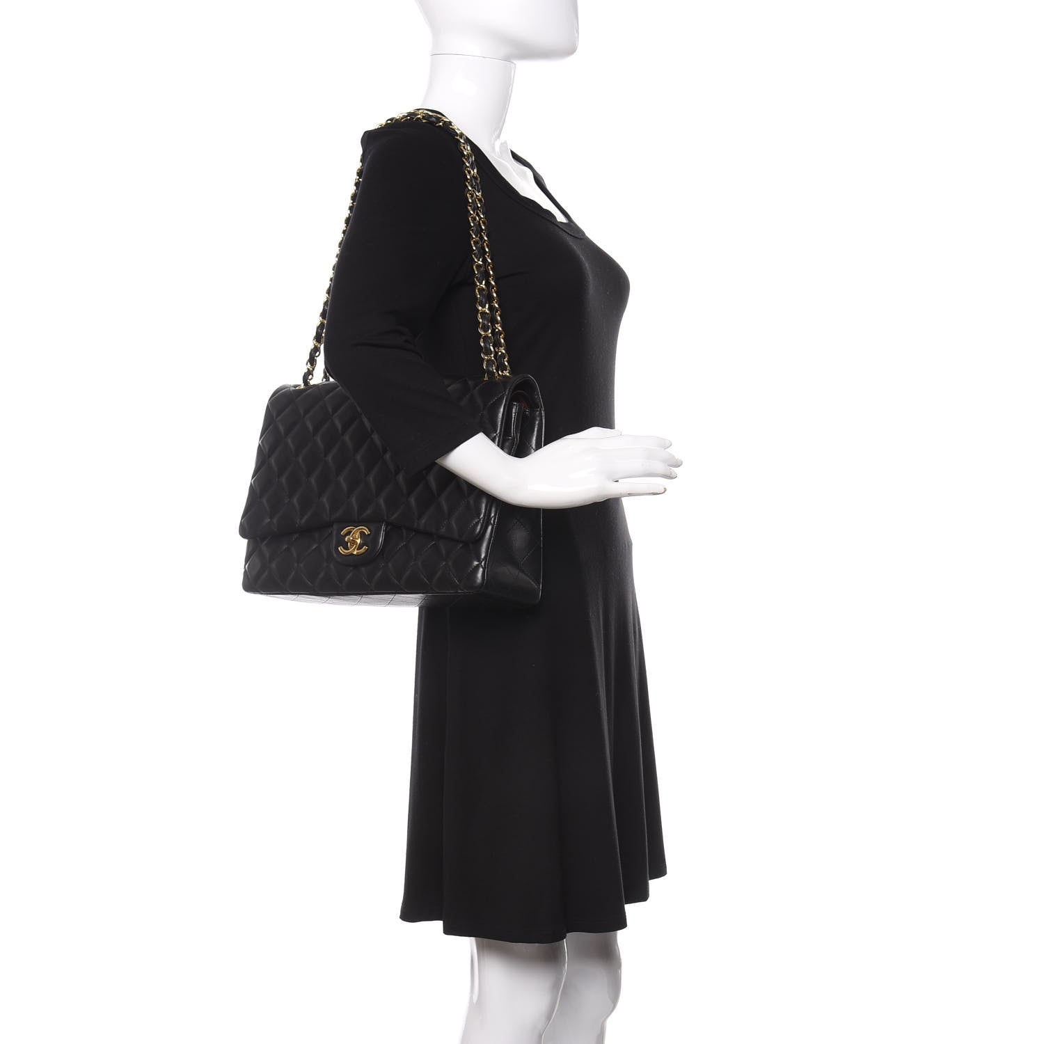 Chanel Lambskin Quilted Maxi Double Flap Black 2 of 18