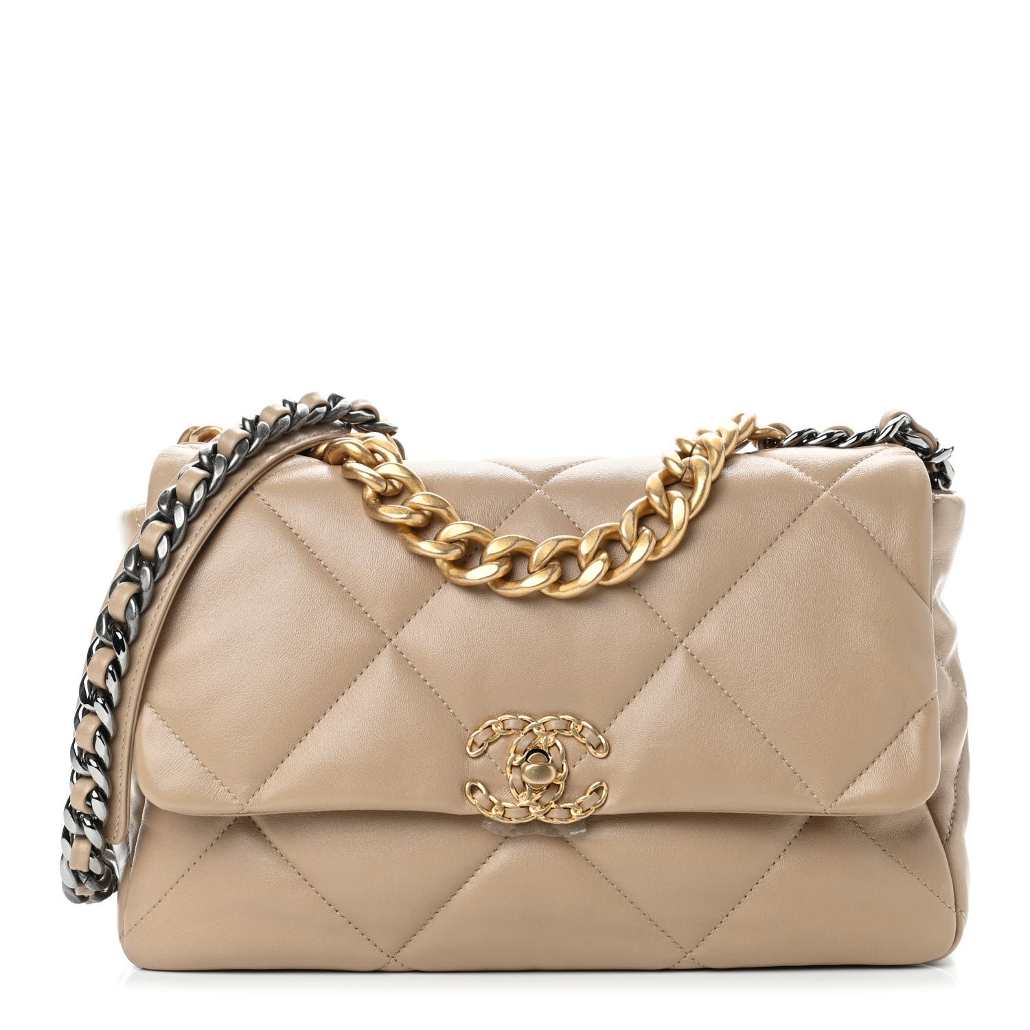 Chanel Lambskin Quilted Large Chanel 19 Flap Dark Beige 1 of 5