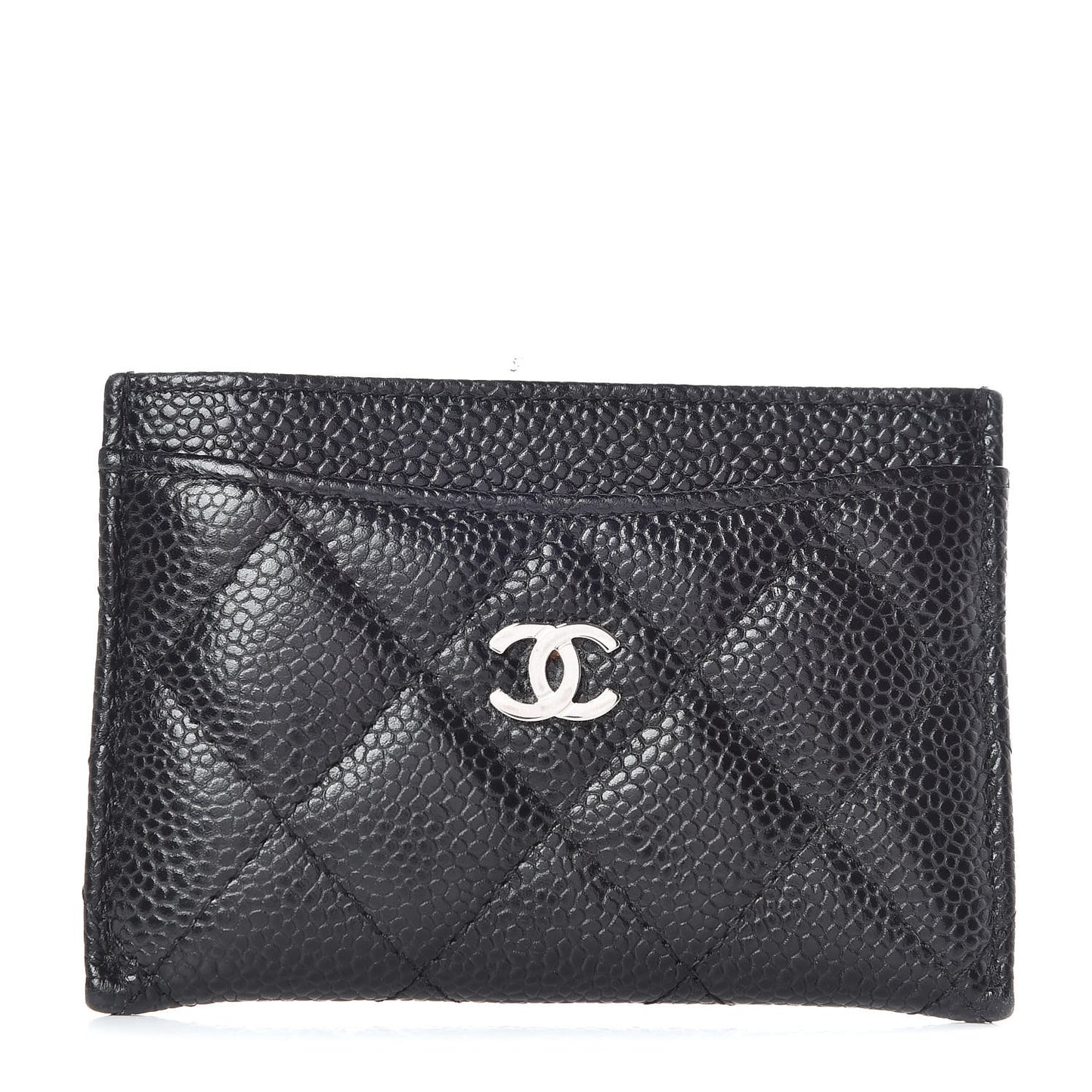 Caviar Quilted Card Holder Black