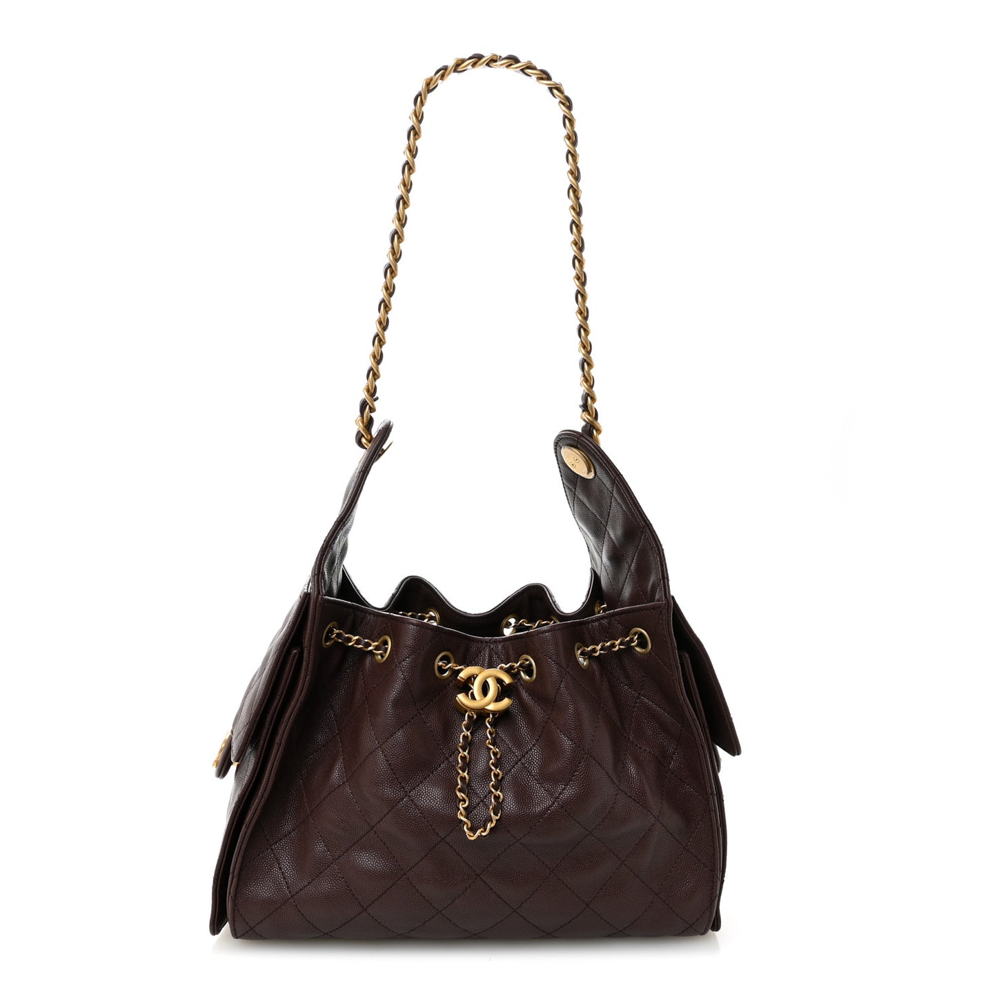 Caviar Quilted Small Chanel 25 Handbag Dark Brown
