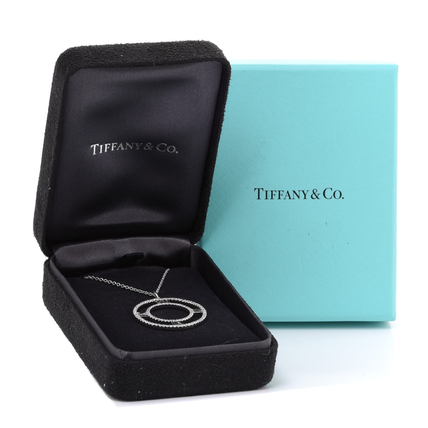 Tiffany 18K White Gold Diamond Medium Atlas Open Pave Pendant Necklace 6 of 6