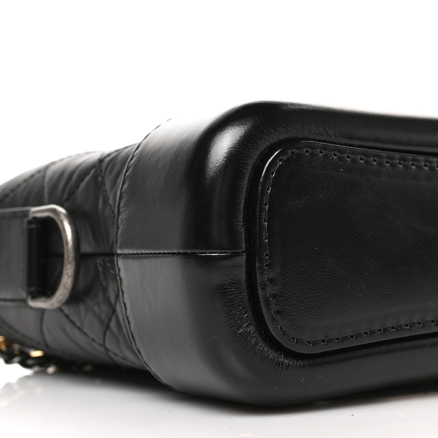 Aged Calfskin Quilted Small Gabrielle Hobo Black