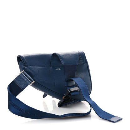 Christian Dior Grained Calfskin Mens Saddle Bag Navy Blue 3 of 11