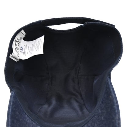 Hermes Denim Embroidered Davis Emile Hat 57 Indigo 7 of 8