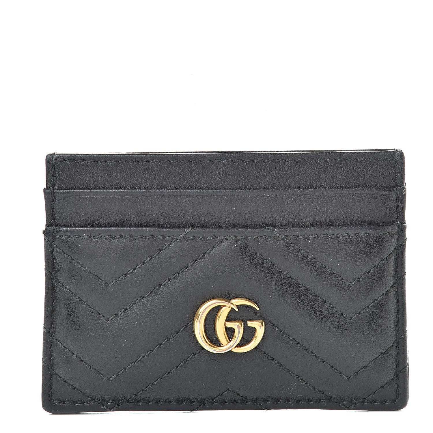 Gucci Calfskin Matelasse GG Marmont Card Holder Black 1 of 7