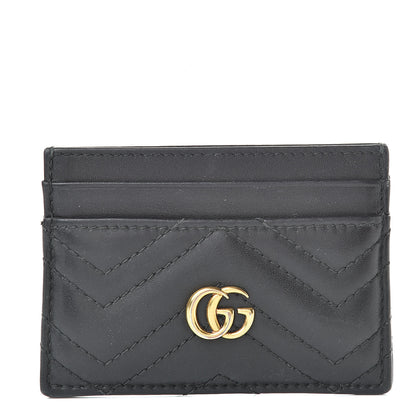 Gucci Calfskin Matelasse GG Marmont Card Holder Black 1 of 7