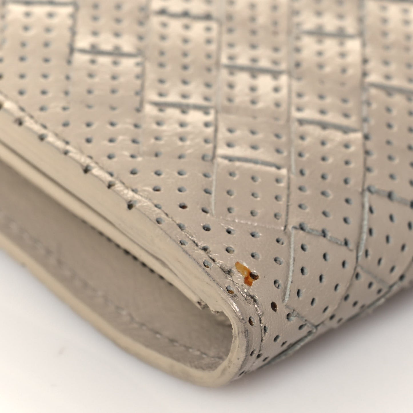 Nappa Intrecciato Perforated Studded Flower Continental Flap Wallet Light Beige