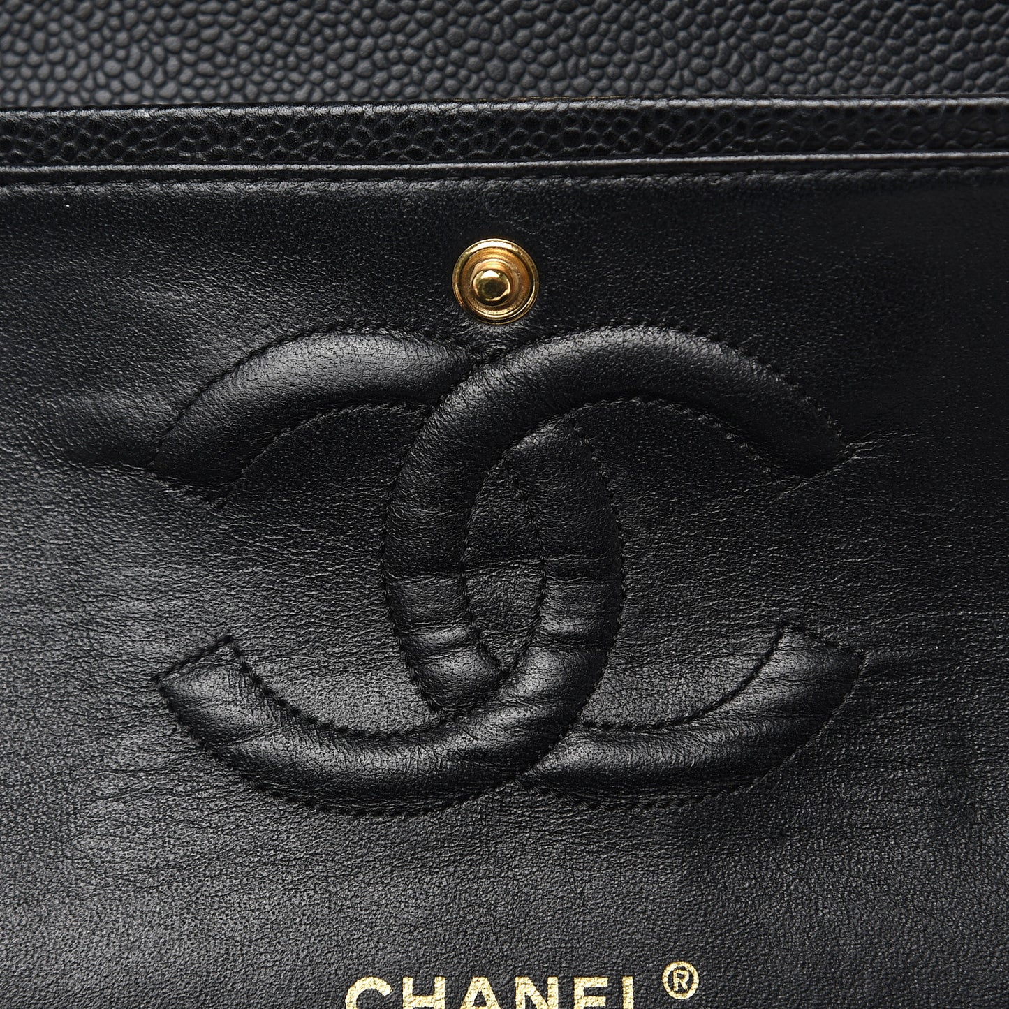 Caviar Quilted Medium Double Flap Black