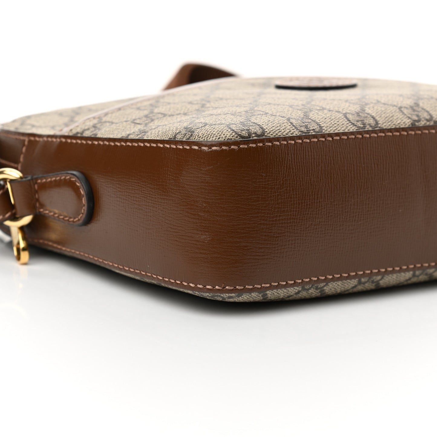 GG Supreme Monogram Azalea Calfskin Retro Interlocking G Messenger Shoulder Bag Beige Ebony Brown Sugar