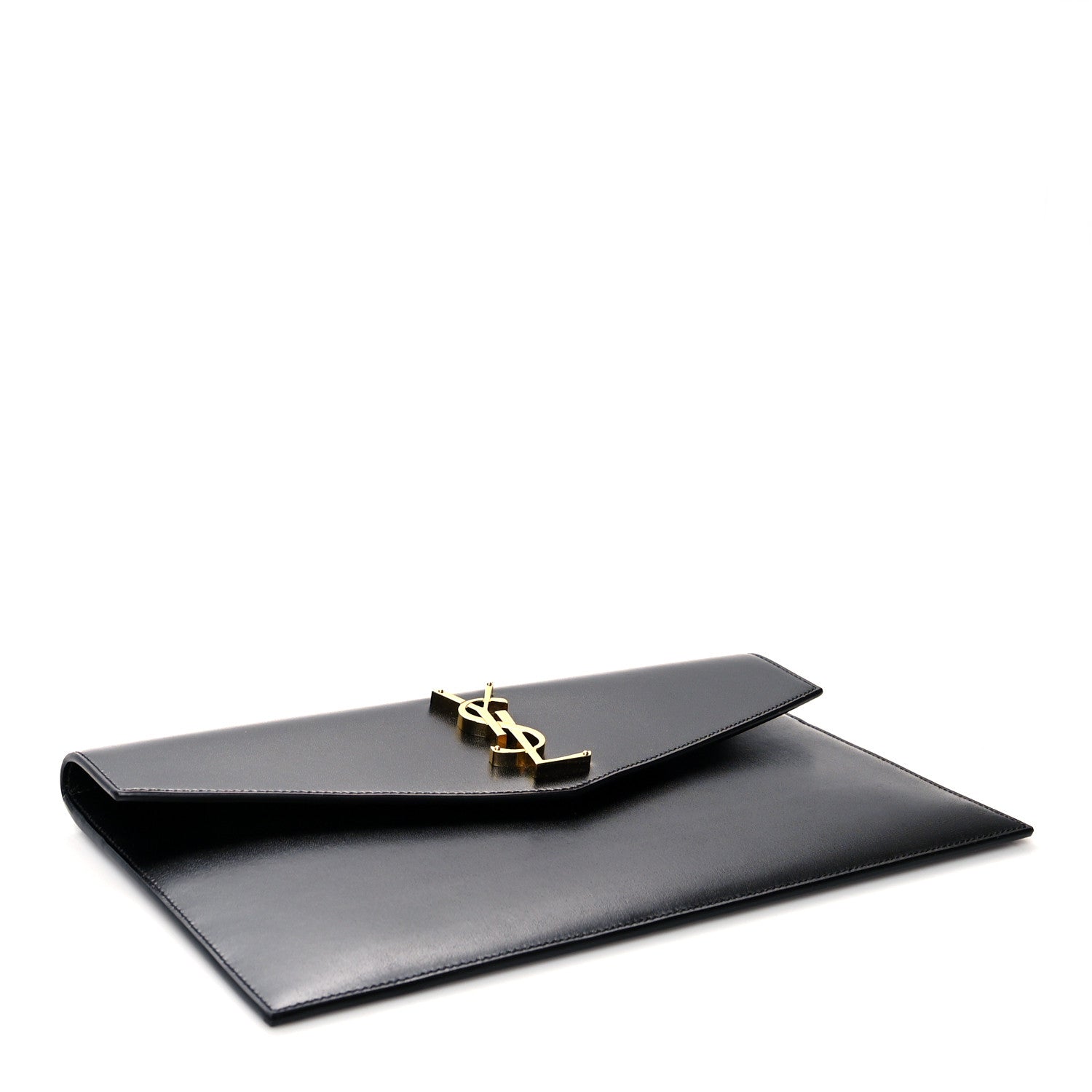 Saint Laurent Smooth Shiny Calfskin Monogram Uptown Pouch Black 5 of 9