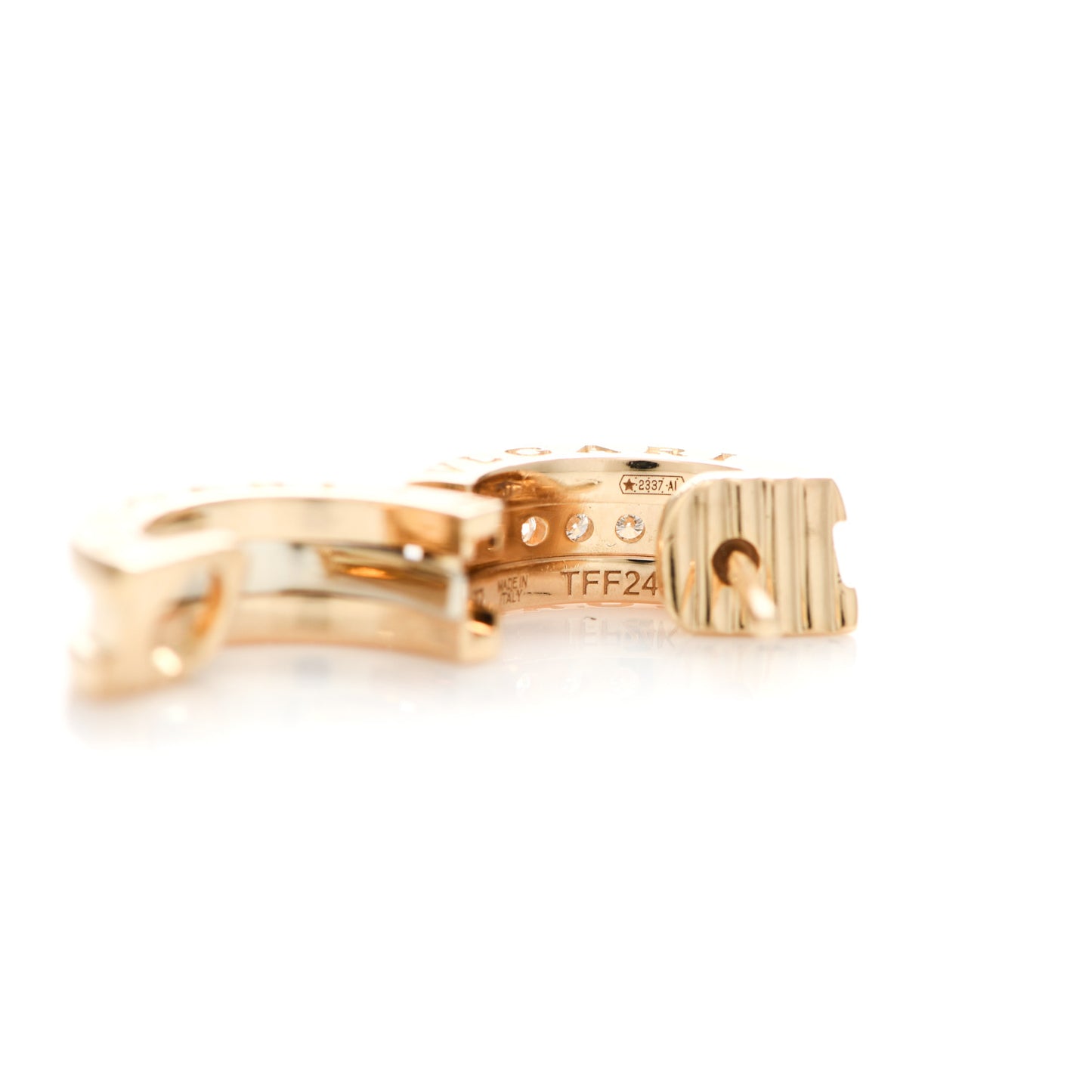 18K Yellow Gold Diamond Small B.Zero1 Hoop Earrings