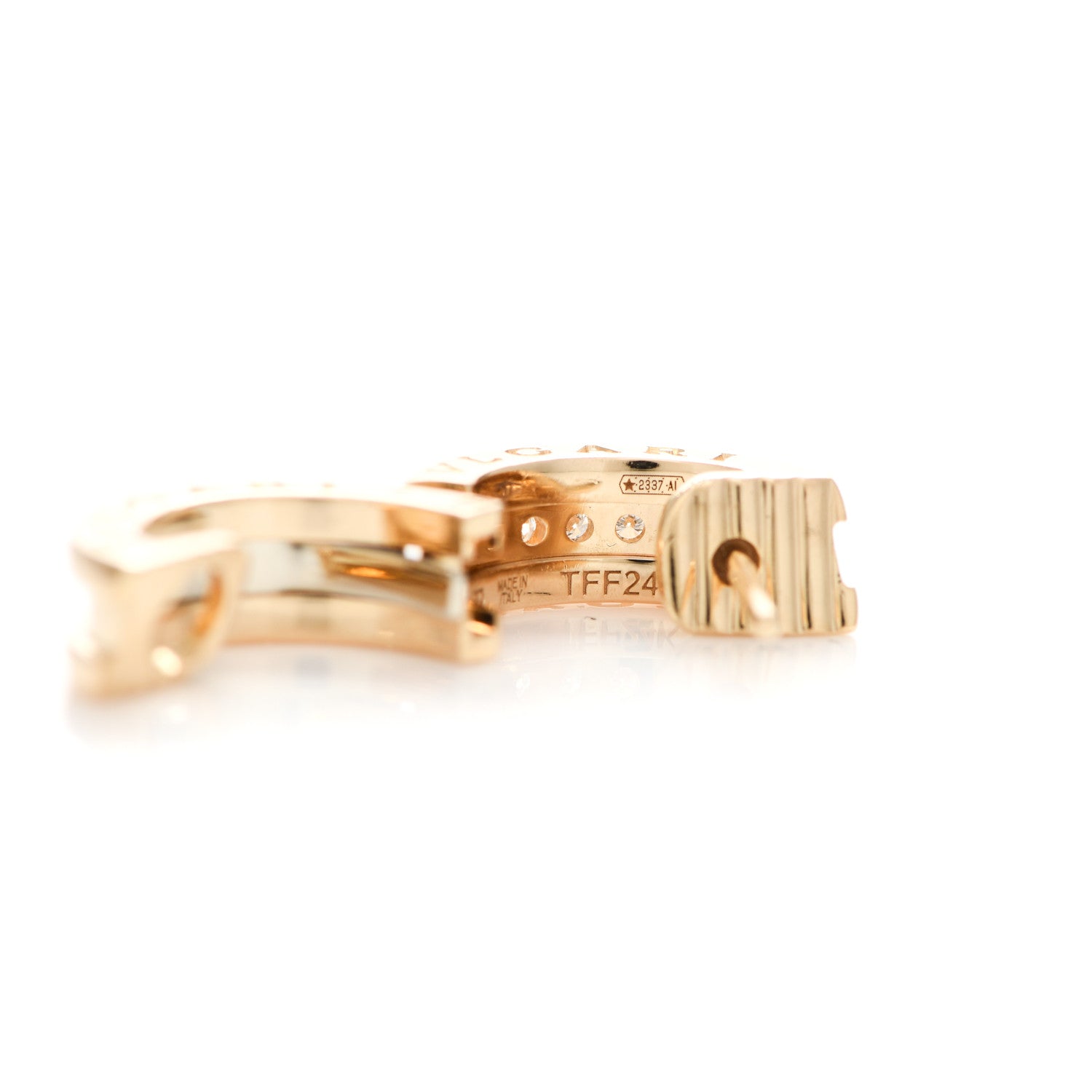 Bulgari 18K Yellow Gold Diamond Small B.Zero1 Hoop Earrings 5 of 7