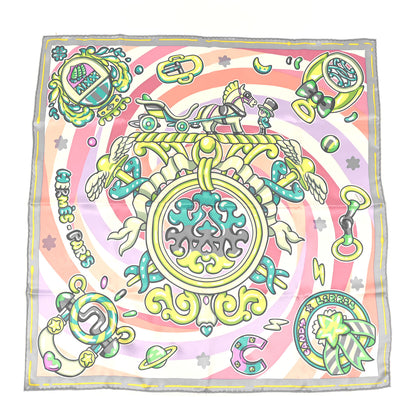 Hermes Silk Candy Libris Scarf 70 Vert Fluo Rose Turquoise 1 of 4