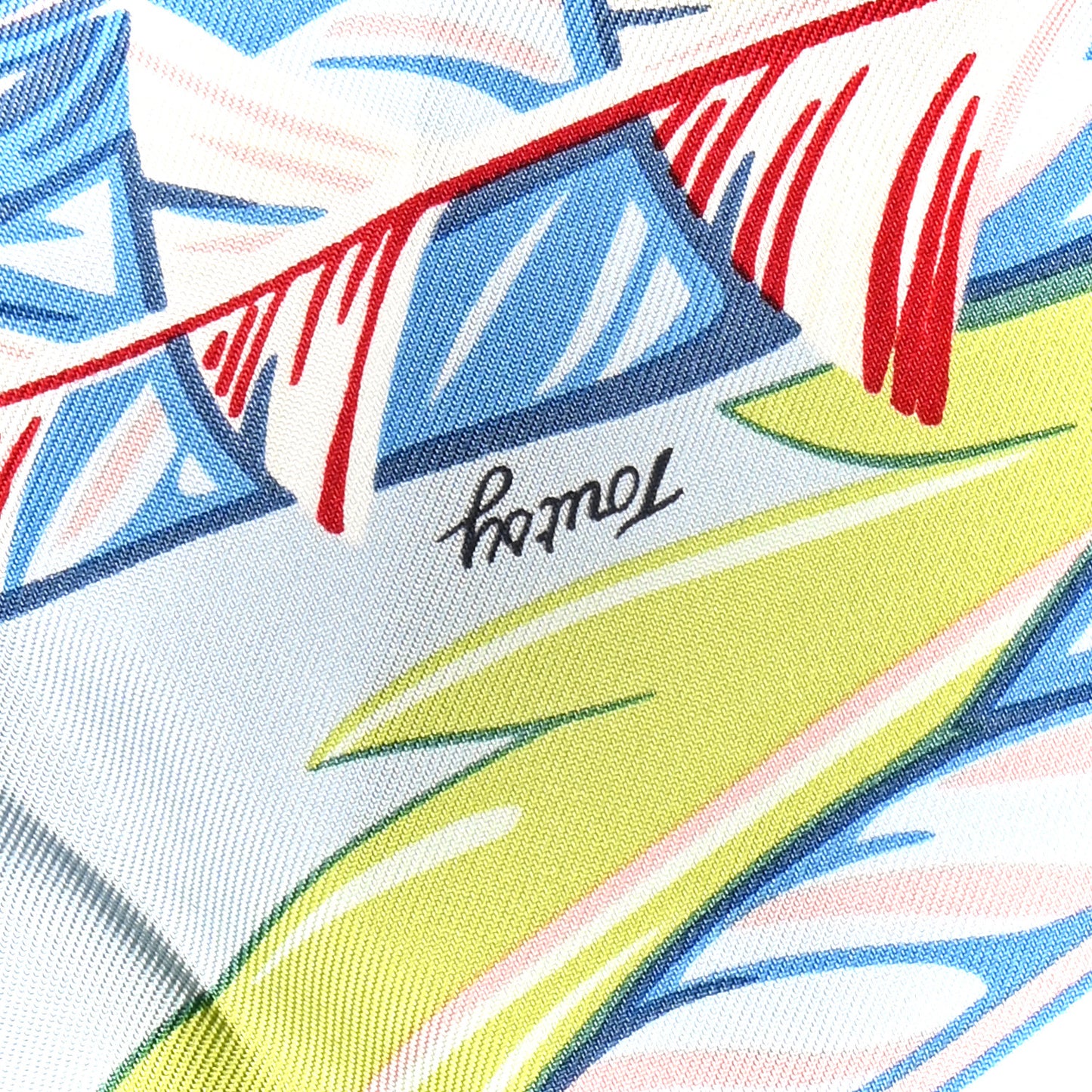 Silk Danse Pacifique Losange Nano Scarf Bleu Ciel Vert Jaune Vif