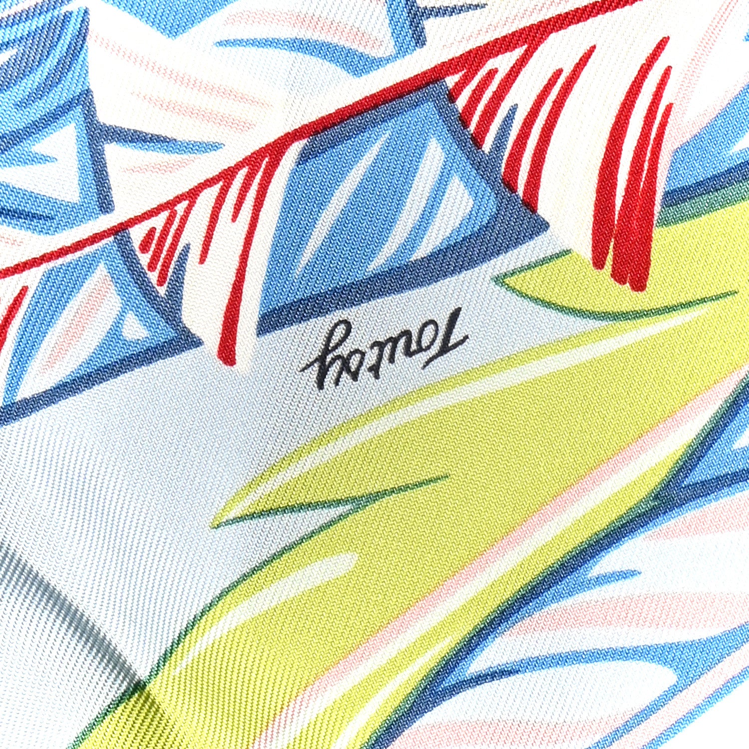 Hermes Silk Danse Pacifique Losange Nano Scarf Bleu Ciel Vert Jaune Vif 3 of 3