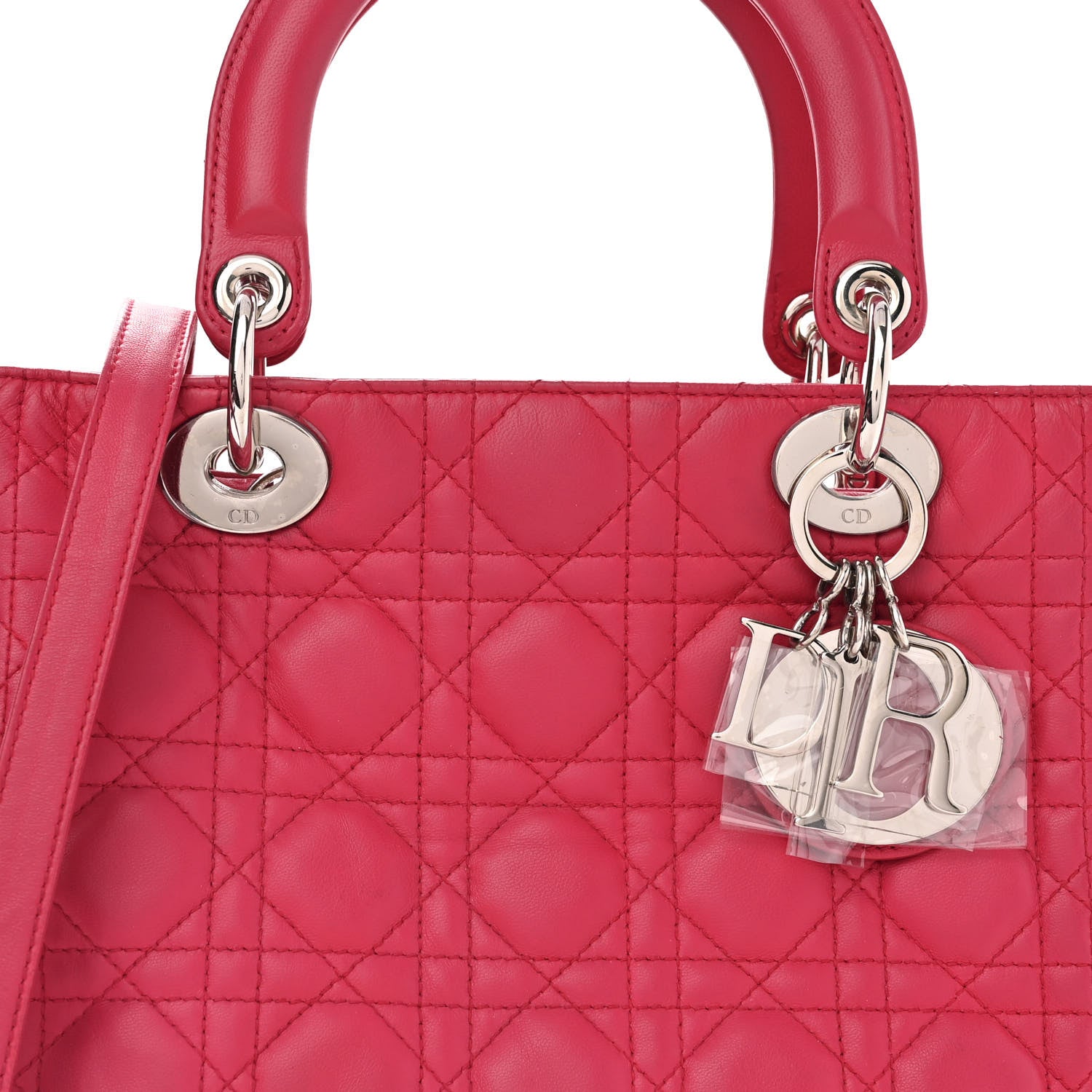 Christian Dior Lambskin Cannage Medium Lady Dior Fuchsia 7 of 14