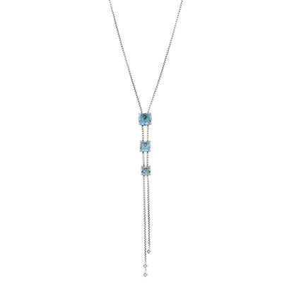 David Yurman Sterling Silver Diamond Blue Topaz Chatelaine Y Necklace 1 of 7
