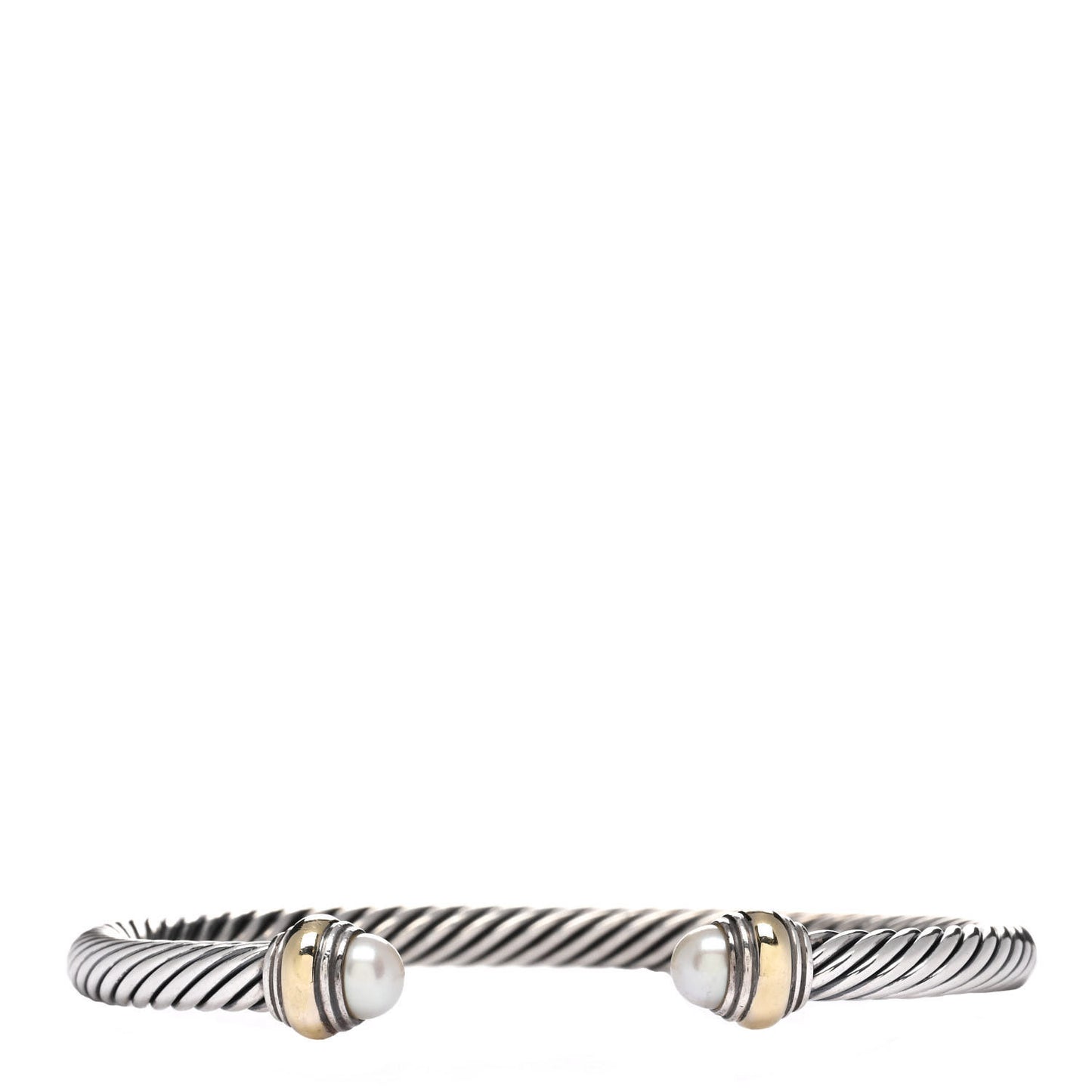 Sterling Silver 14K Yellow Gold Pearl 5mm Cable Classics Bracelet