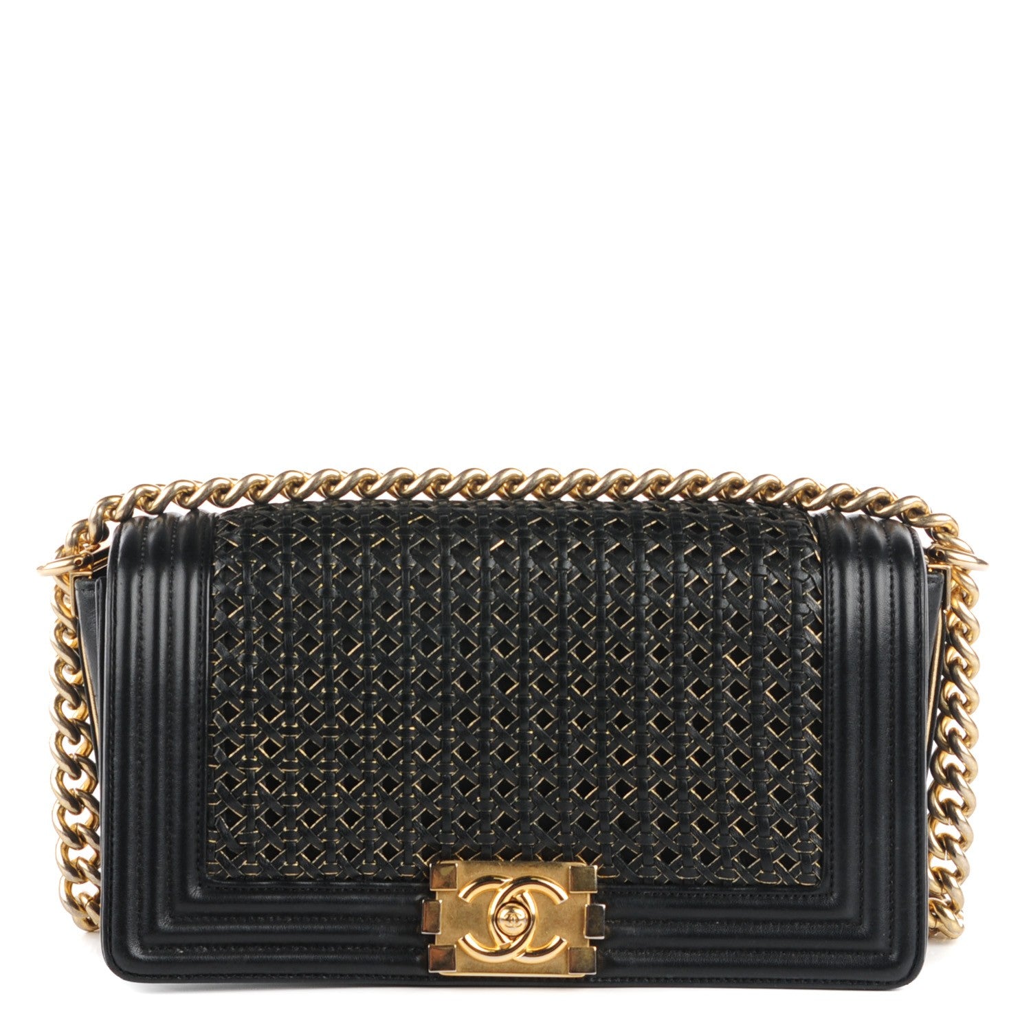 Chanel Braided Sheepskin Medium Boy Flap Black 1 of 8