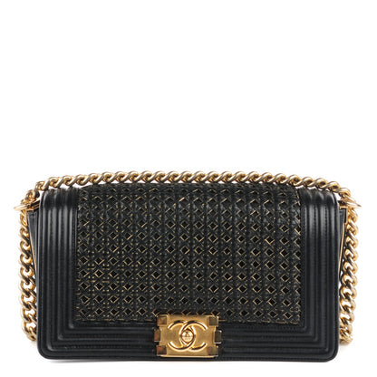 Chanel Braided Sheepskin Medium Boy Flap Black 1 of 8