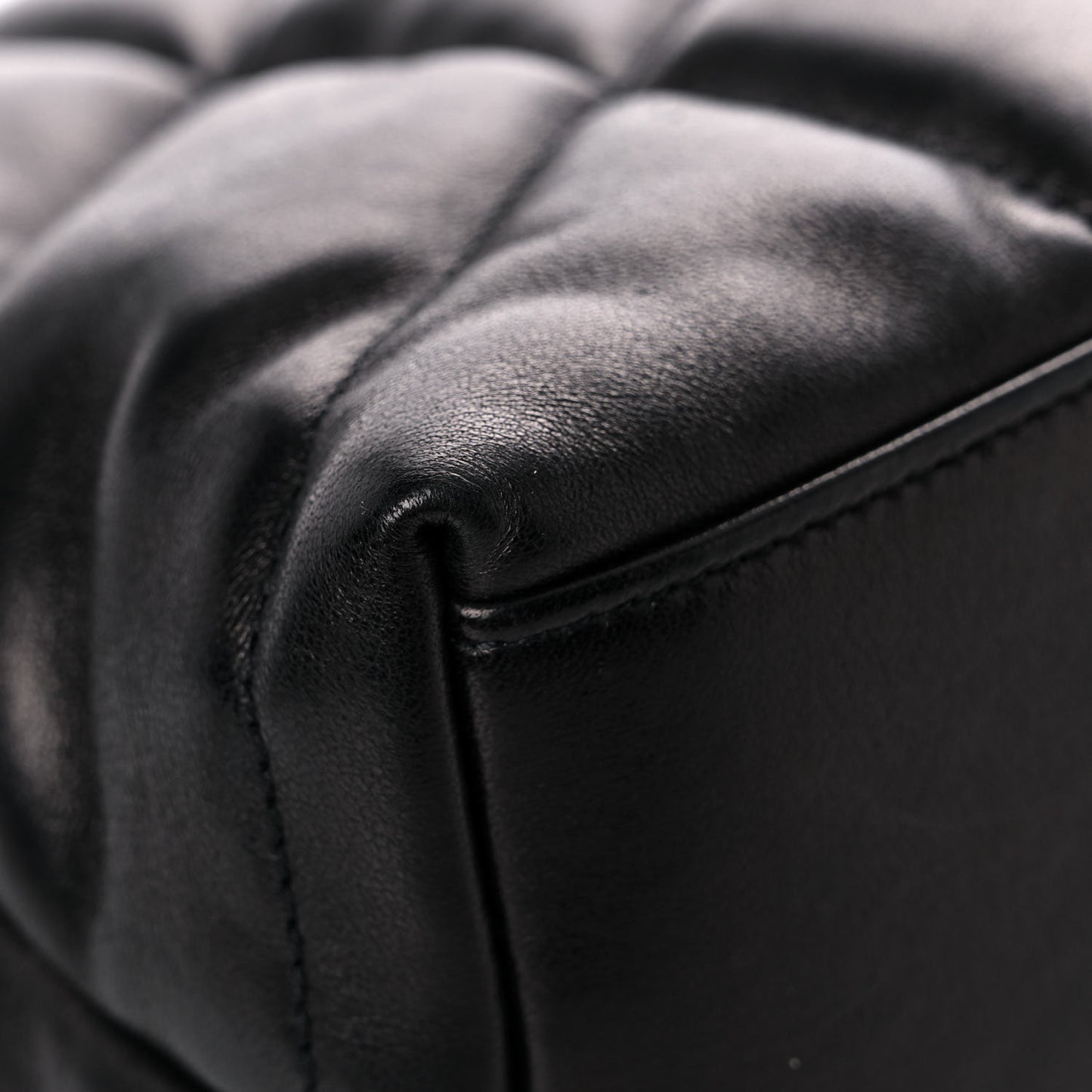 Lambskin Quilted Small Loulou Puffer Monogram Chain Satchel Black