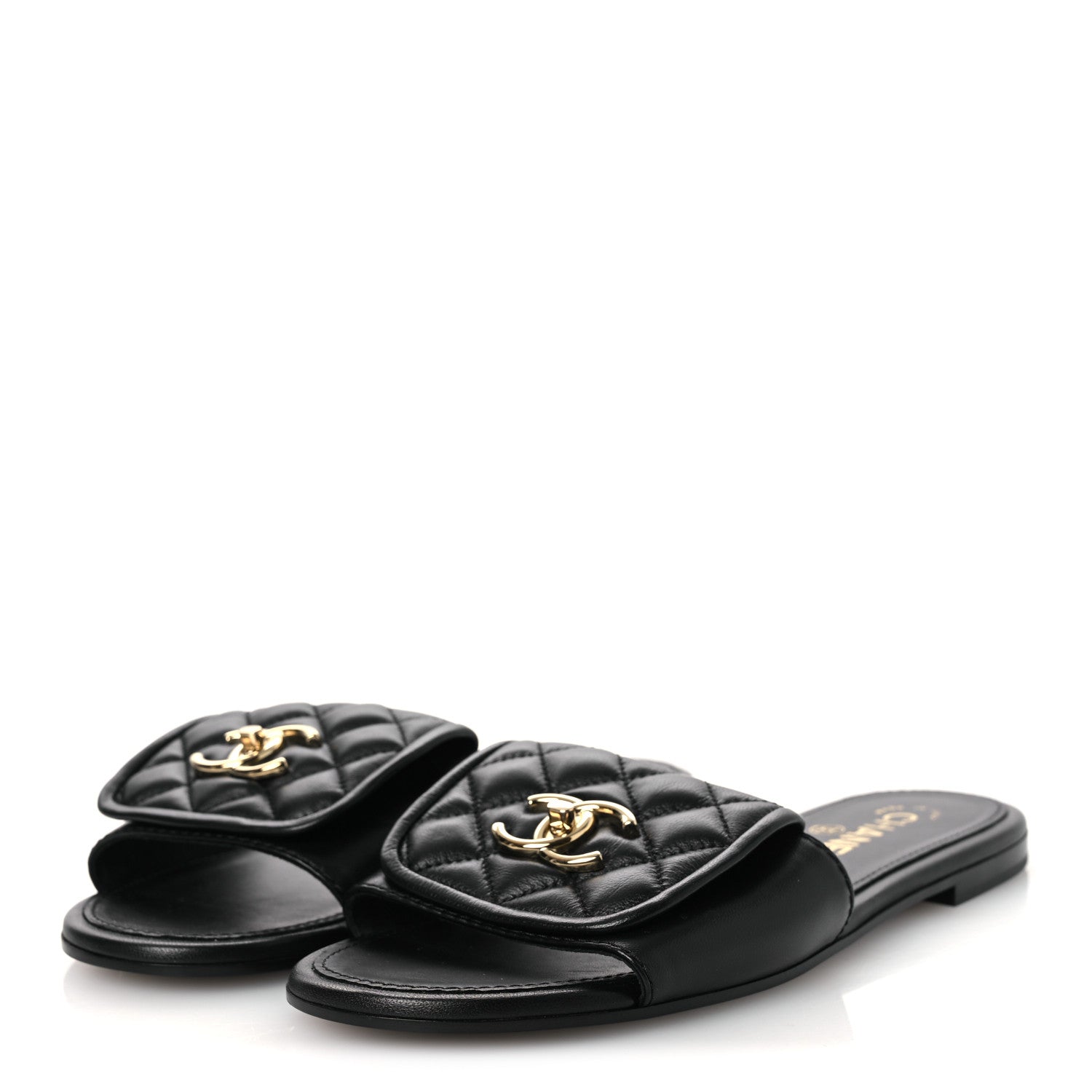 Chanel Lambskin Quilted Turnlock Flat Mules 39 Black 39.5 Black 4 of 11