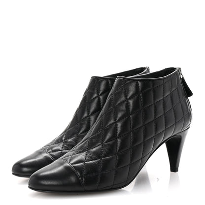 Chanel Calfskin Quilted Cap Toe Short Boots 38.5 Black 4 of 10