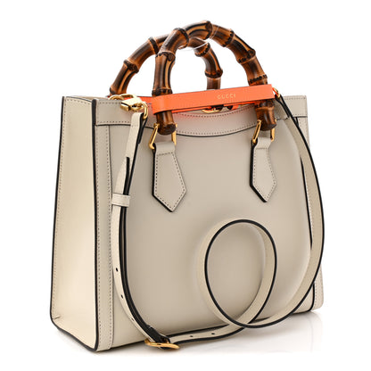 Gucci Wonka Grain Calfskin Small Diana Tote Bag Mystic White Orange Fluo 3 of 10