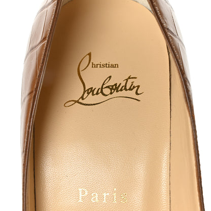 Christian Louboutin Calfskin Crocodile Embossed Kate 100 Pumps 40 Biscotto 6 of 7