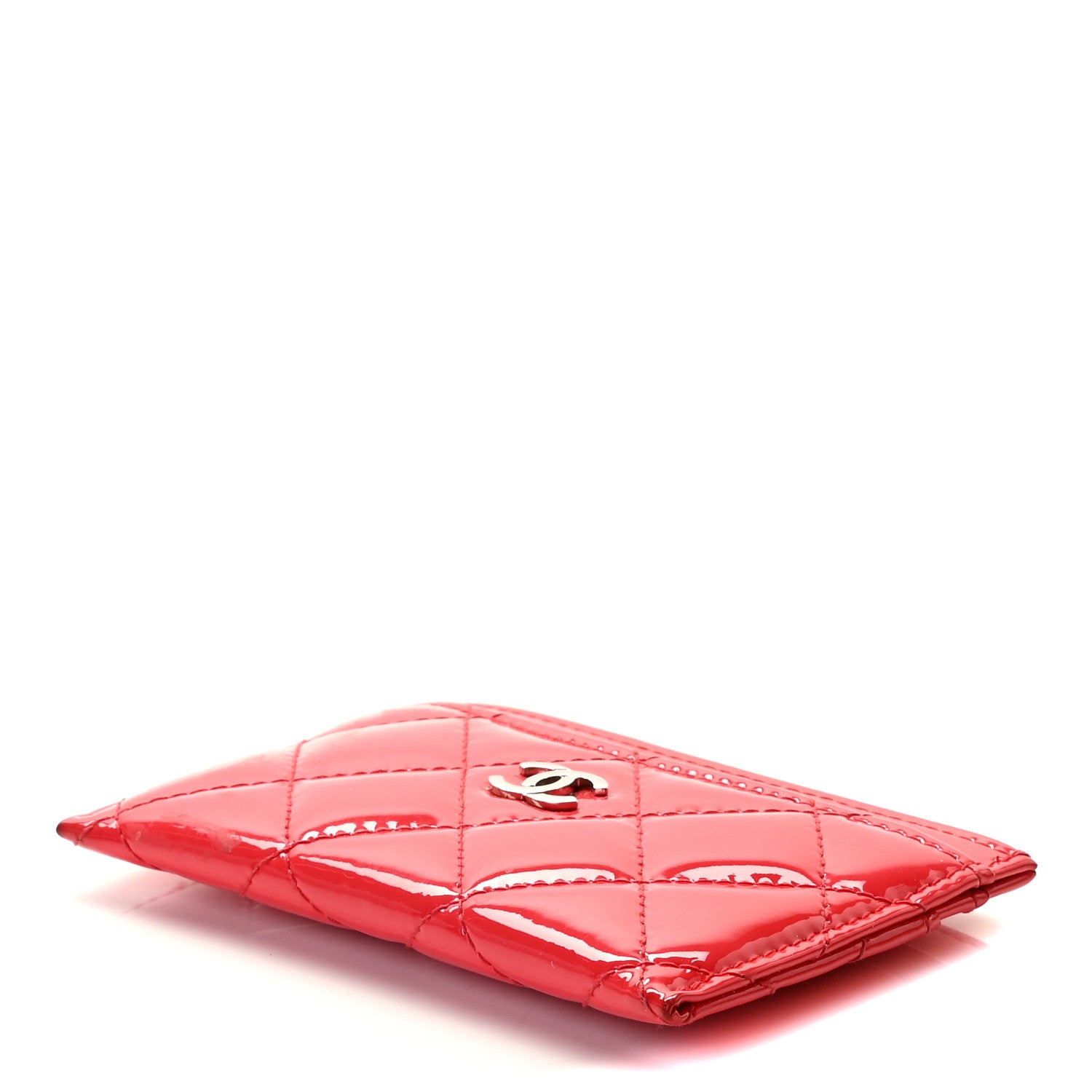 Chanel Patent Quilted Card Holder Red 5 of 8
