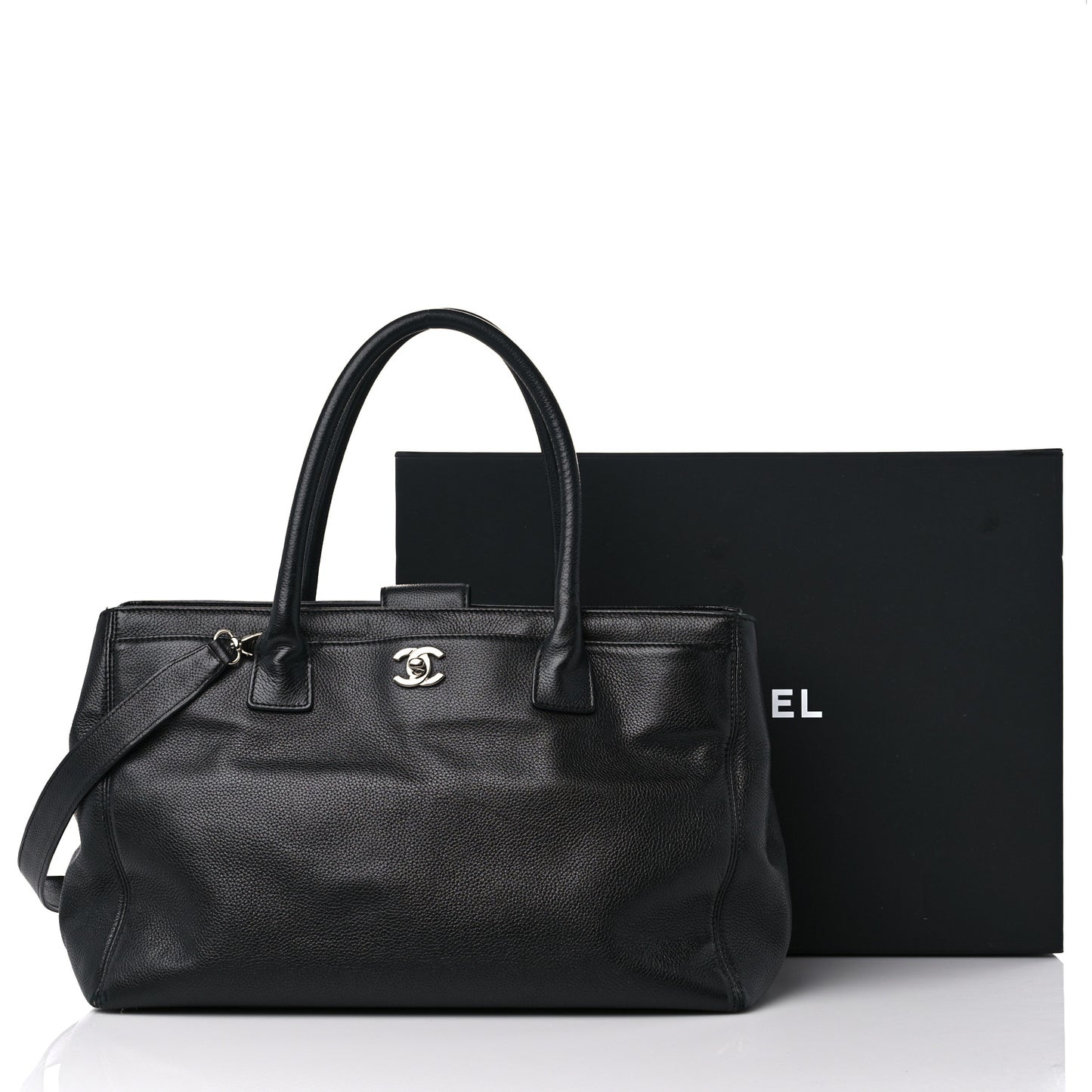 Calfskin Cerf Executive Shopper Tote Black