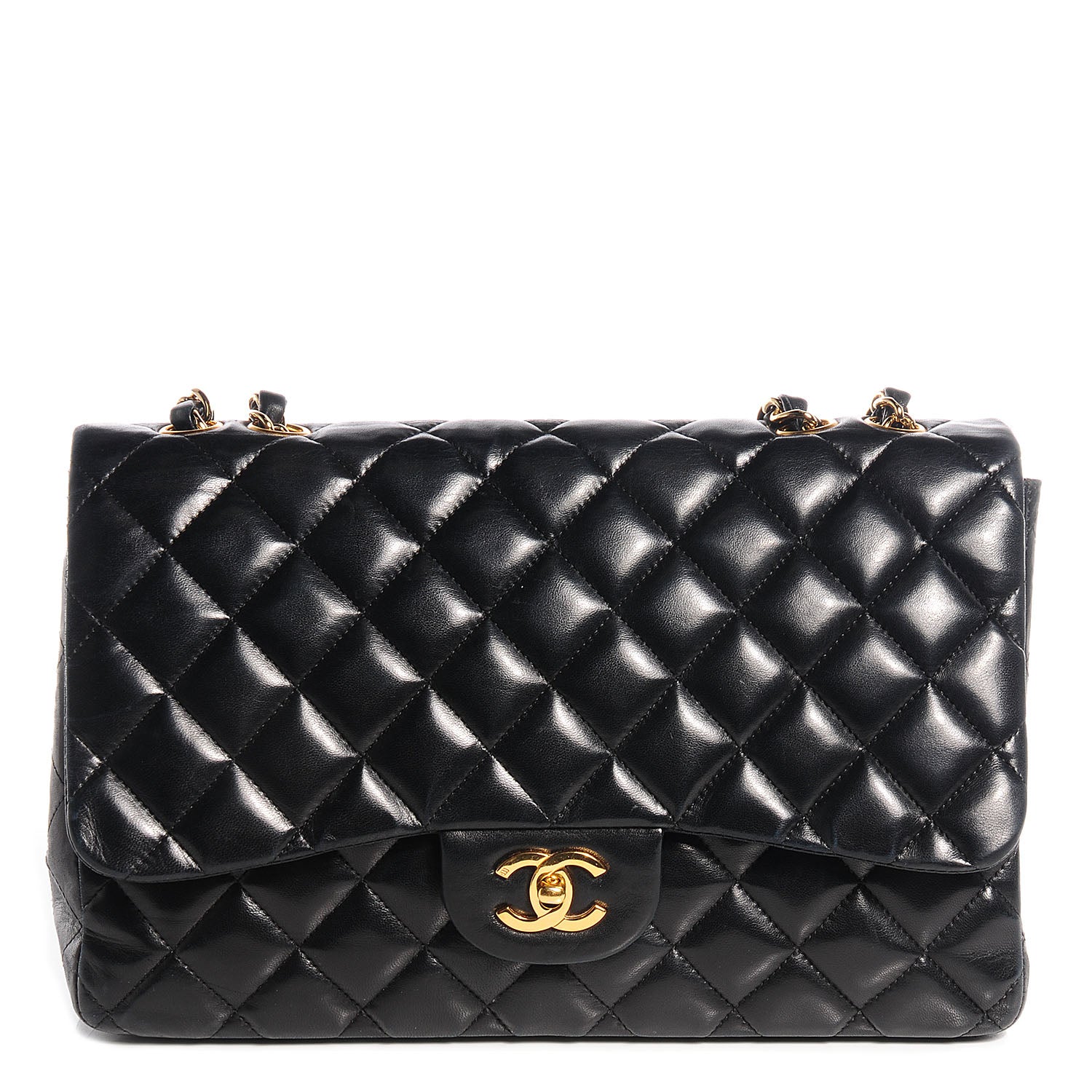Chanel Lambskin Quilted Jumbo Single Flap Black 1 of 9