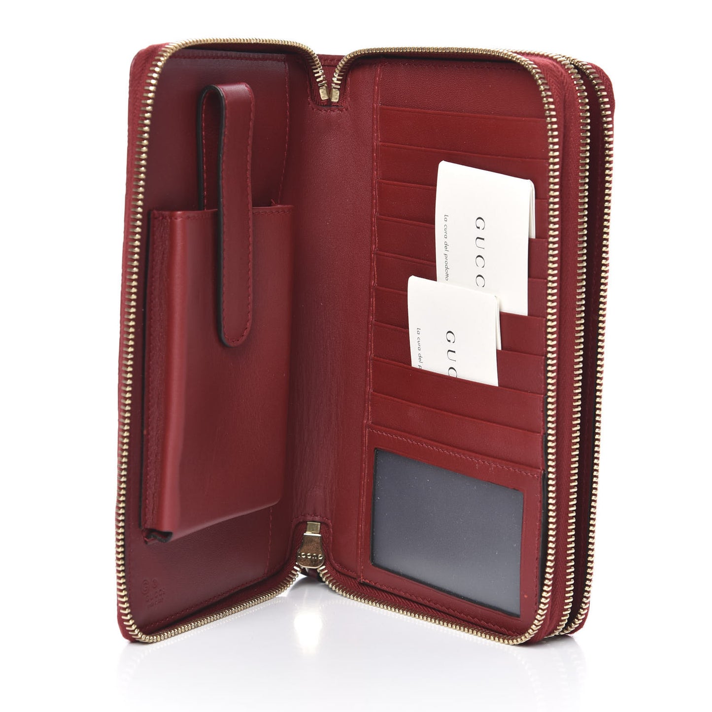 Microguccissima Zip Around Top Handle Travel Wallet Red