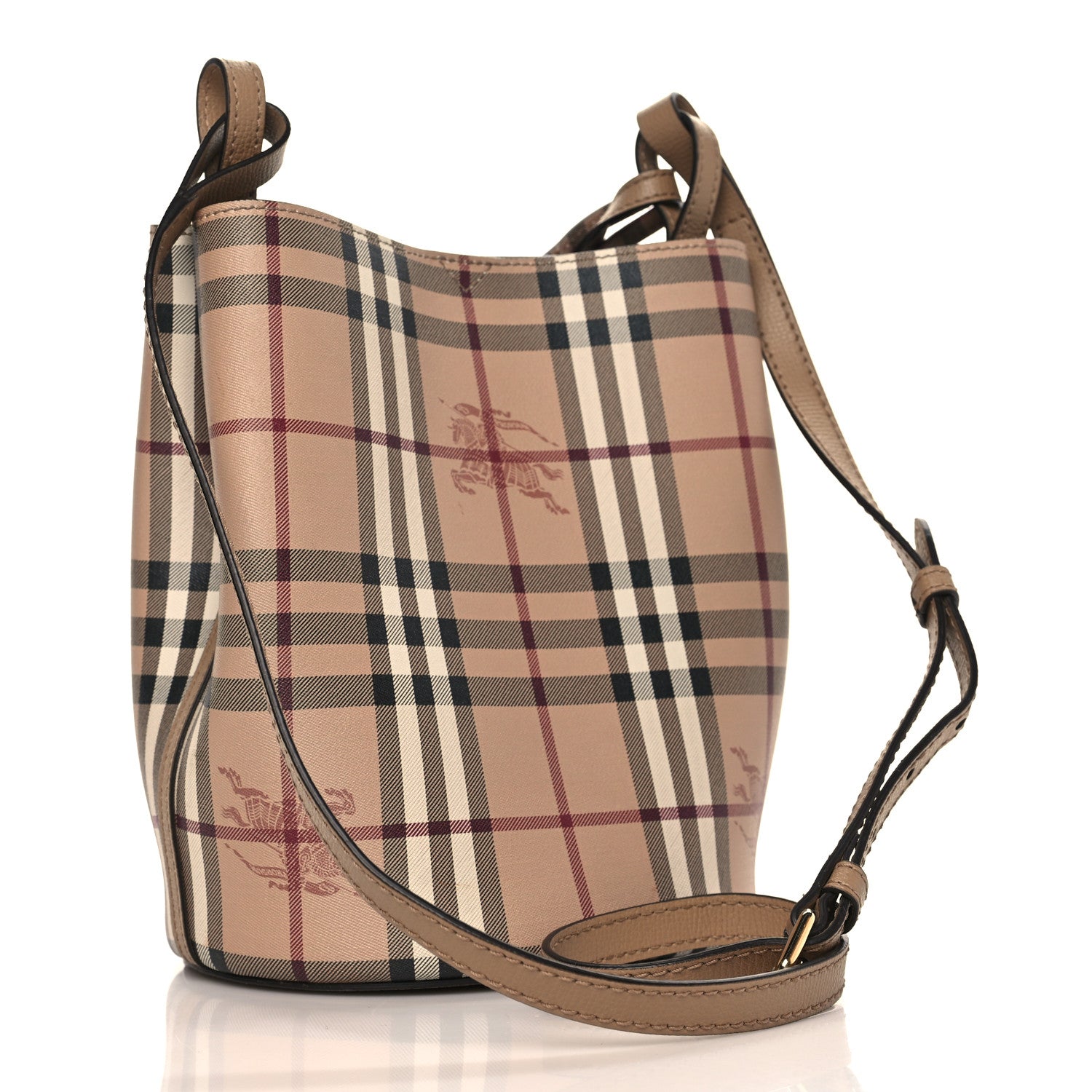 Burberry Haymarket Check Colours Small Lorne Bucket Crossbody Camel 3 of 7