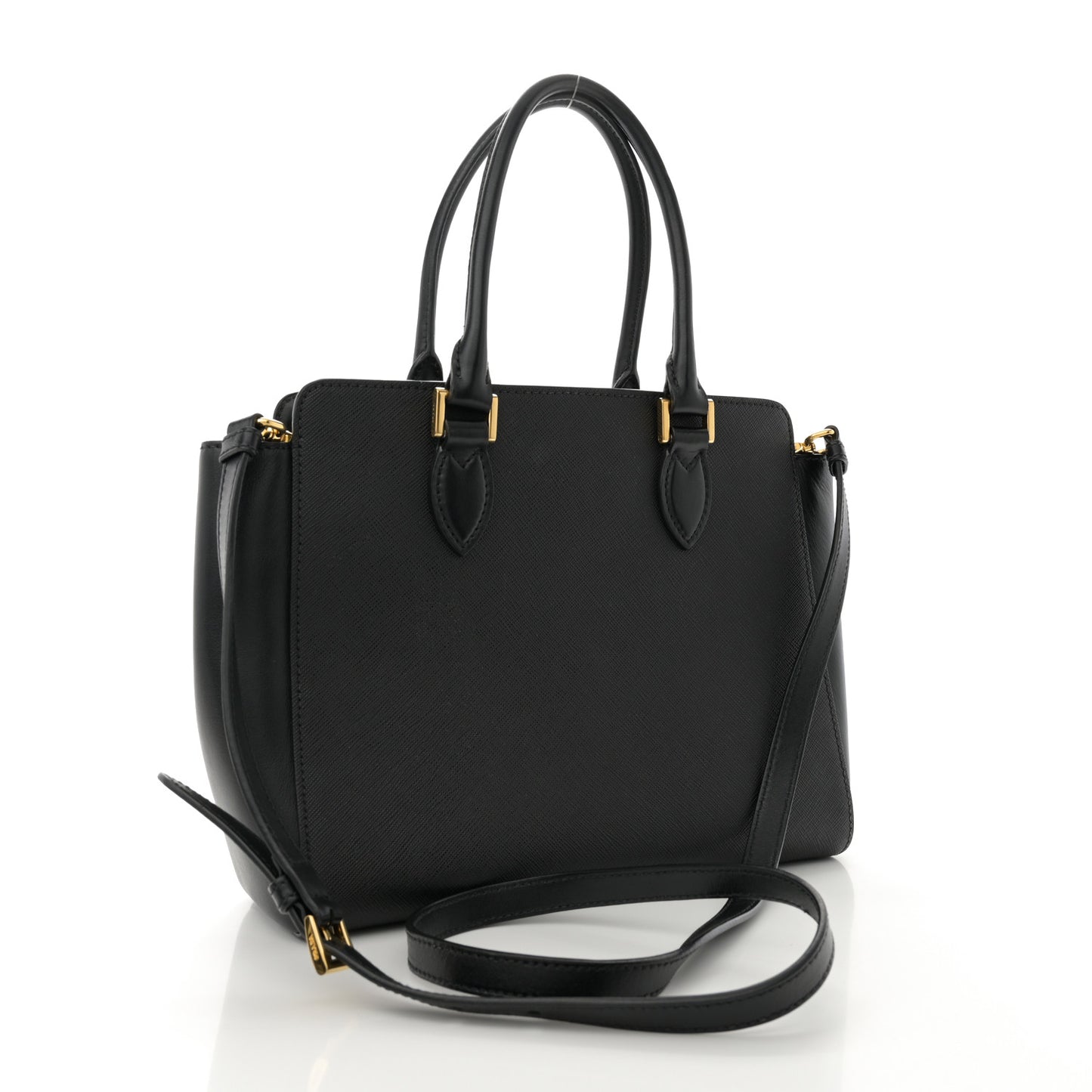 Saffiano Soft Calfskin Small Zippered Tote Black