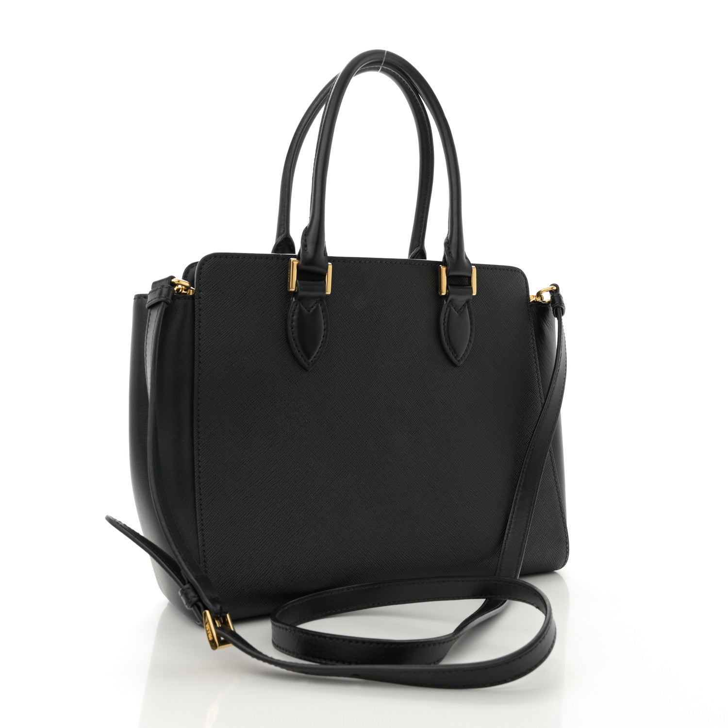 Prada Saffiano Soft Calfskin Small Zippered Tote Black 3 of 11