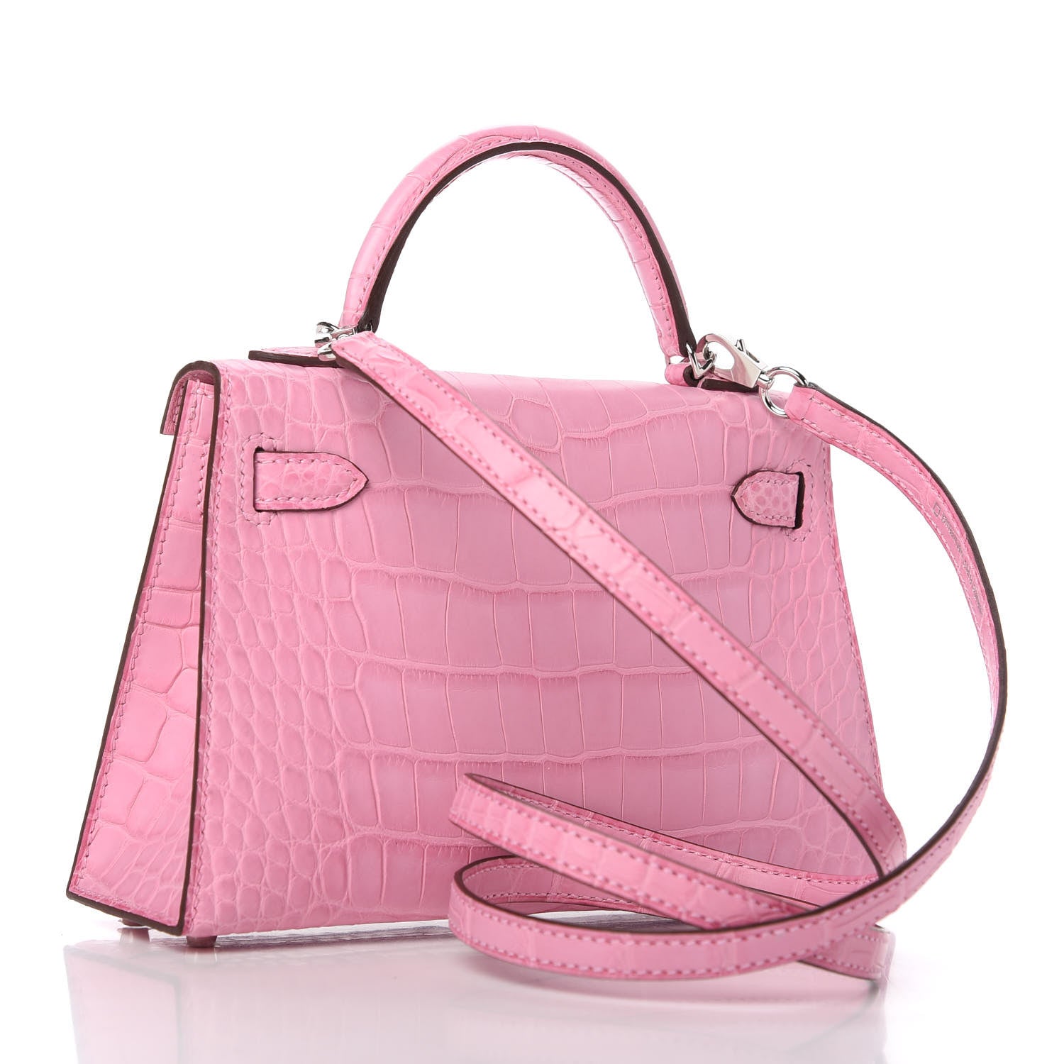 Hermes Matte Alligator Mini Kelly Sellier 20 5P Pink 3 of 10
