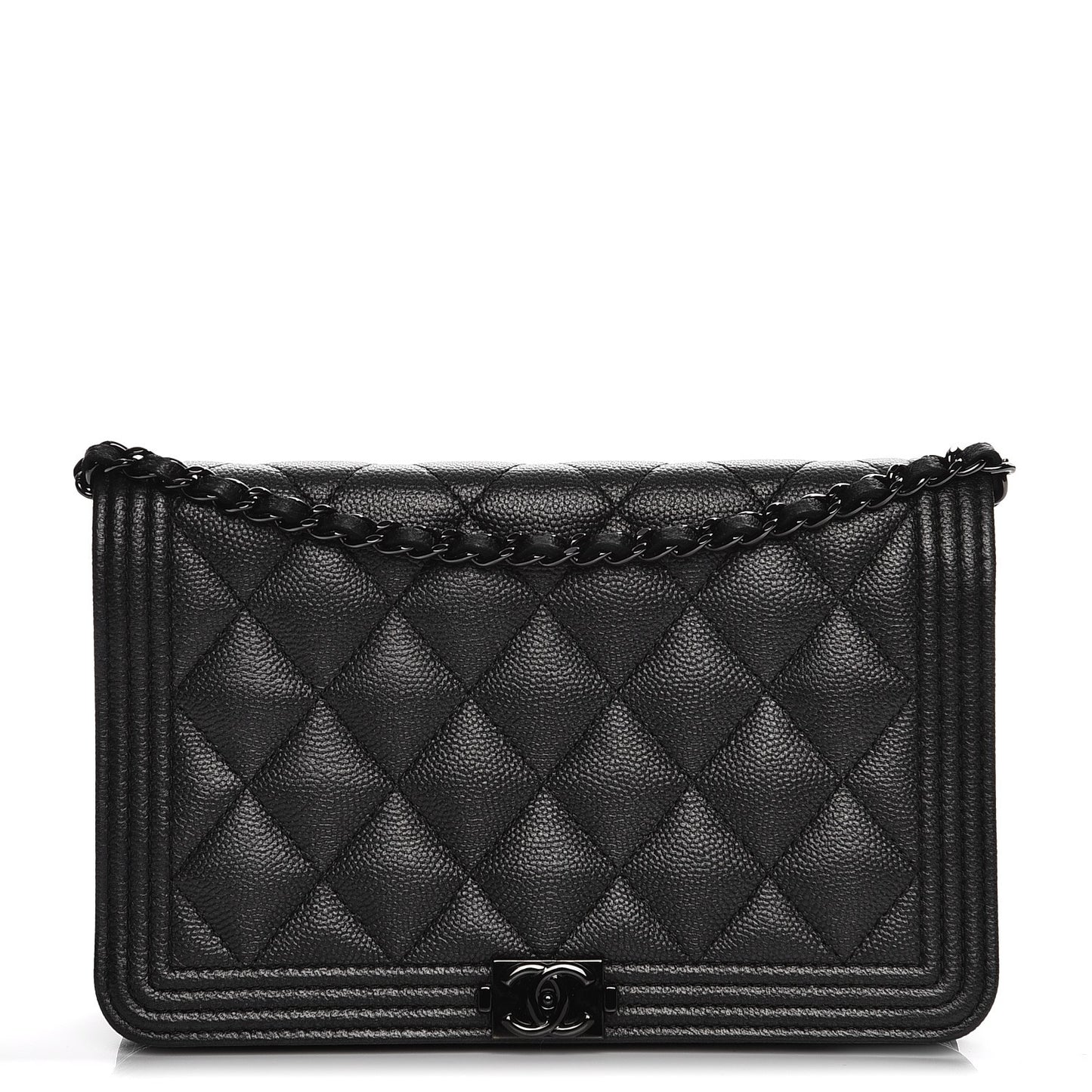 Caviar Quilted Boy Wallet On Chain WOC So Black