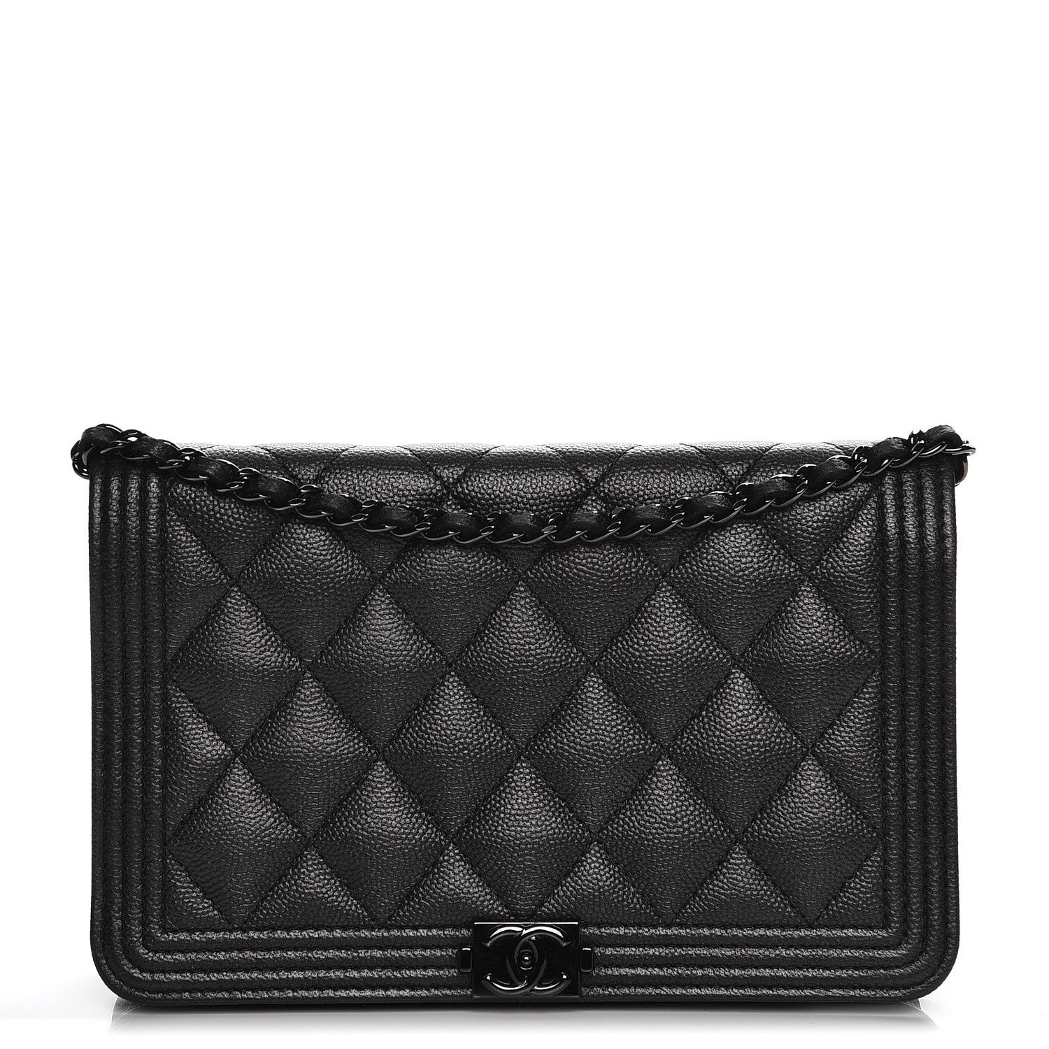 Chanel Caviar Quilted Boy Wallet On Chain WOC So Black 1 of 8