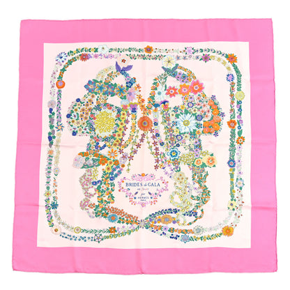 Hermes Silk Brides De Gala En Fleurs Scarf 90 Rose Bonbon Rose 1 of 3