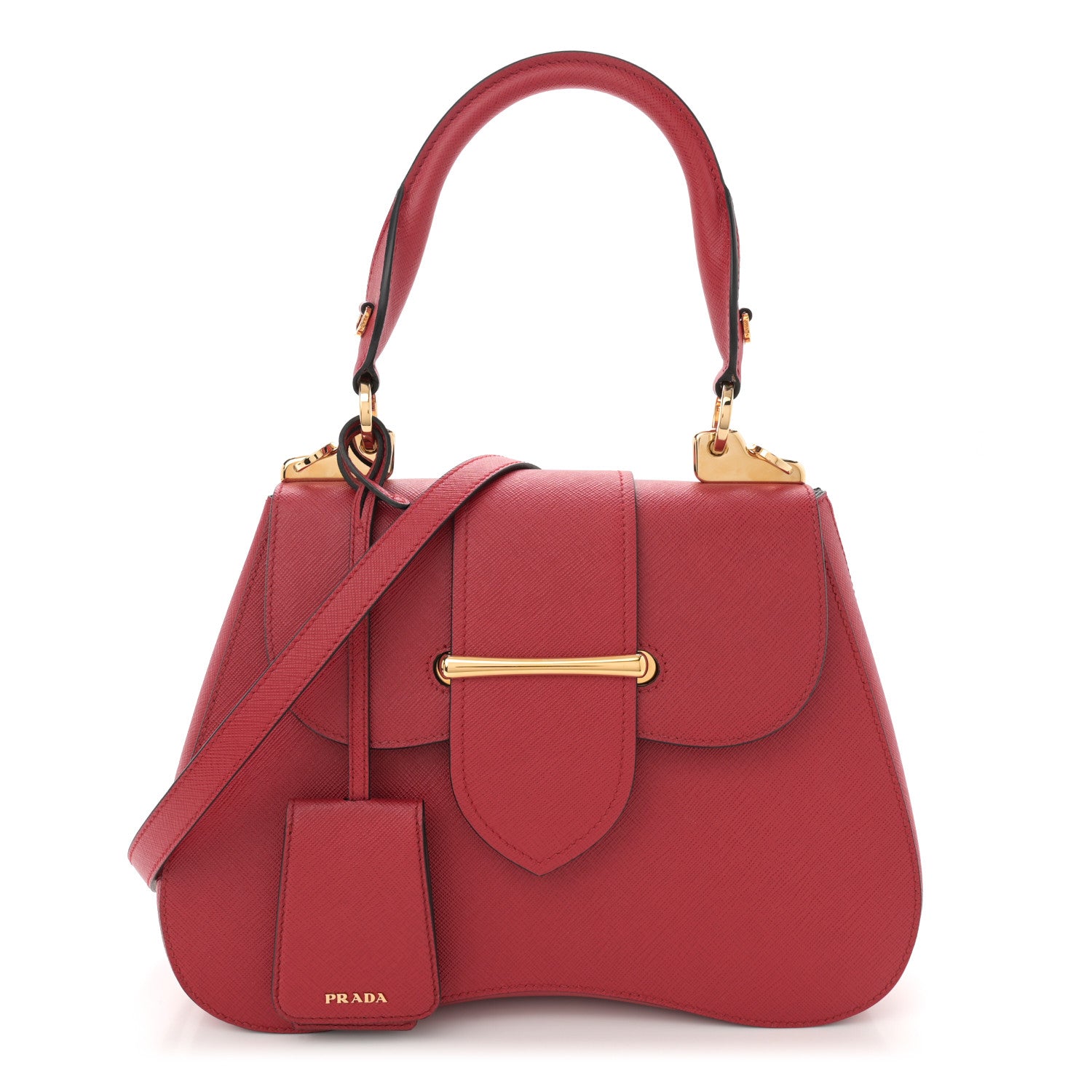 Prada Saffiano Lux Large Sidonie Top Handle Bag Fuoco 1 of 12
