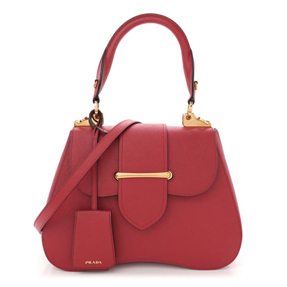 Prada Saffiano Lux Large Sidonie Top Handle Bag Fuoco 1 of 12