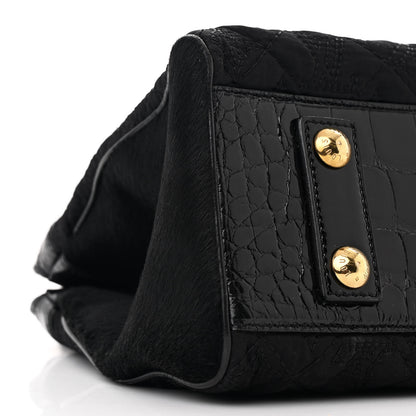 Louis Vuitton Monogram Silk Pony Hair Alligator Trim Linda Black 9 of 10