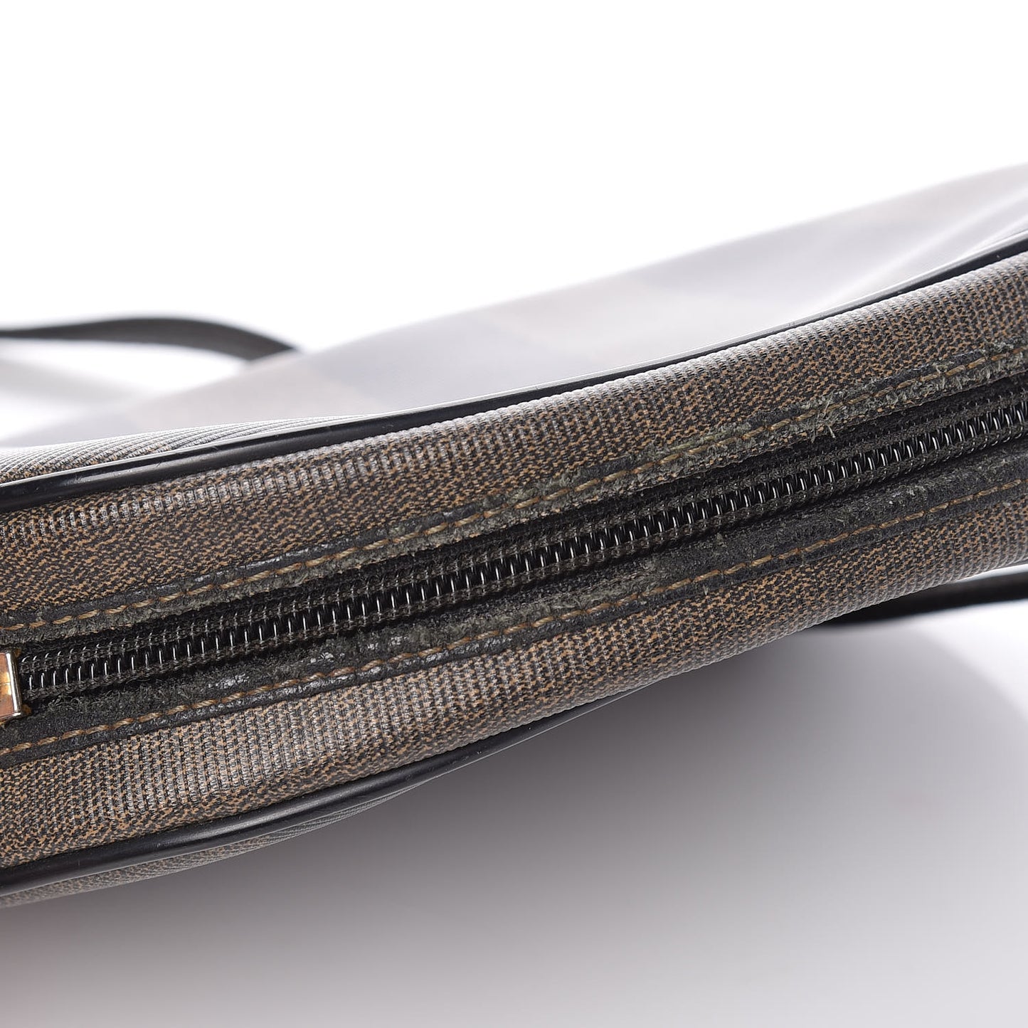 Calfskin Coated Canvas Pequin Crossbody Bag Tobacco