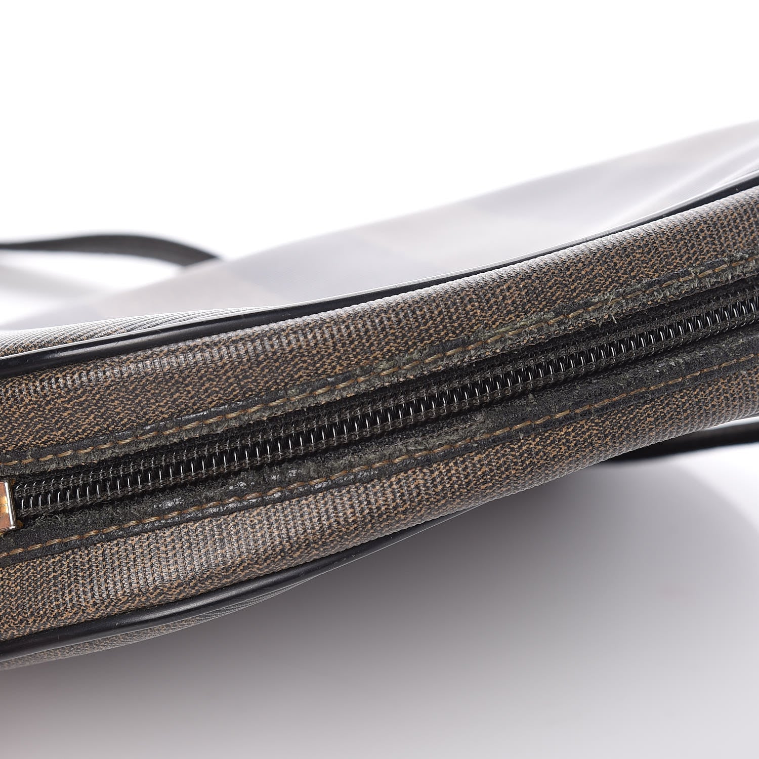 Fendi Calfskin Coated Canvas Pequin Crossbody Bag Tobacco 7 of 13