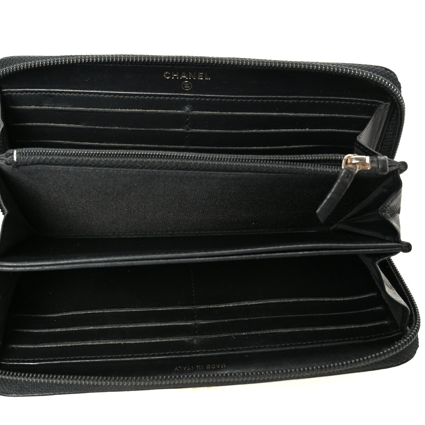 Lambskin Quilted Boy Long Zip Around Wallet Black